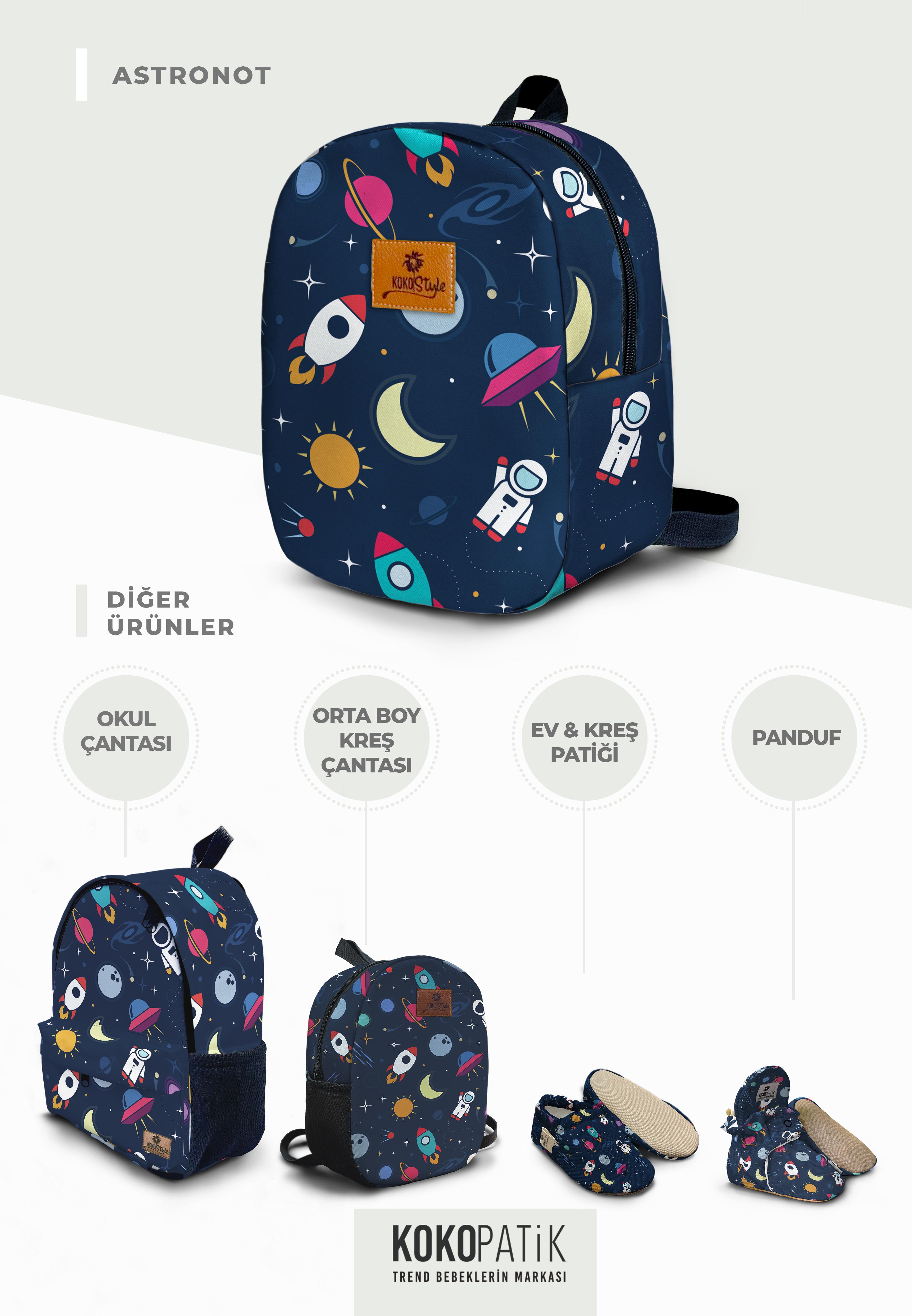 Astronot Desen Küçük Boy Kreş Çantası