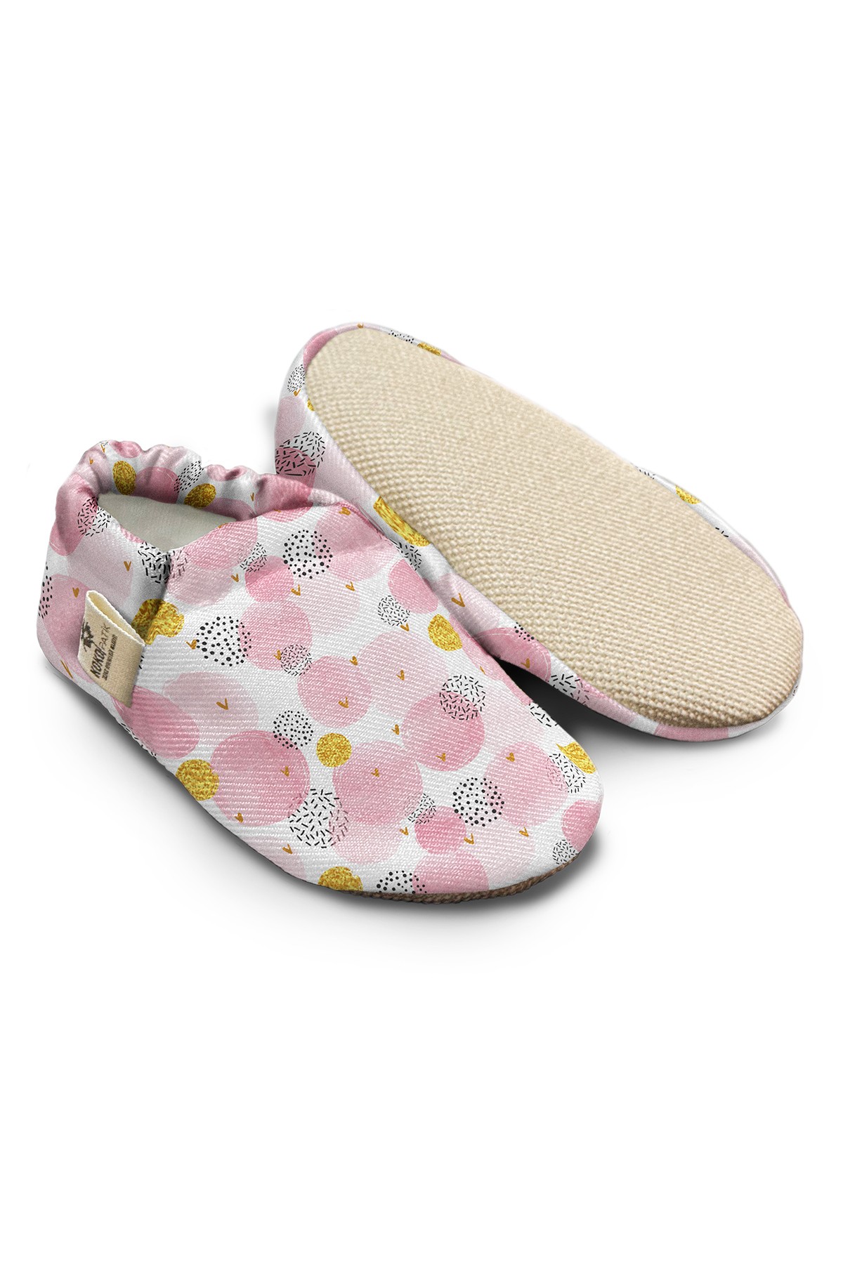 Kokopatik,Kaydırmaz Taban,Ev Kreş Patiği,Unisex Bebek Patiği,Pamuklu Yenidoğan Patik,Pembe Baloncuk Desenli Patik