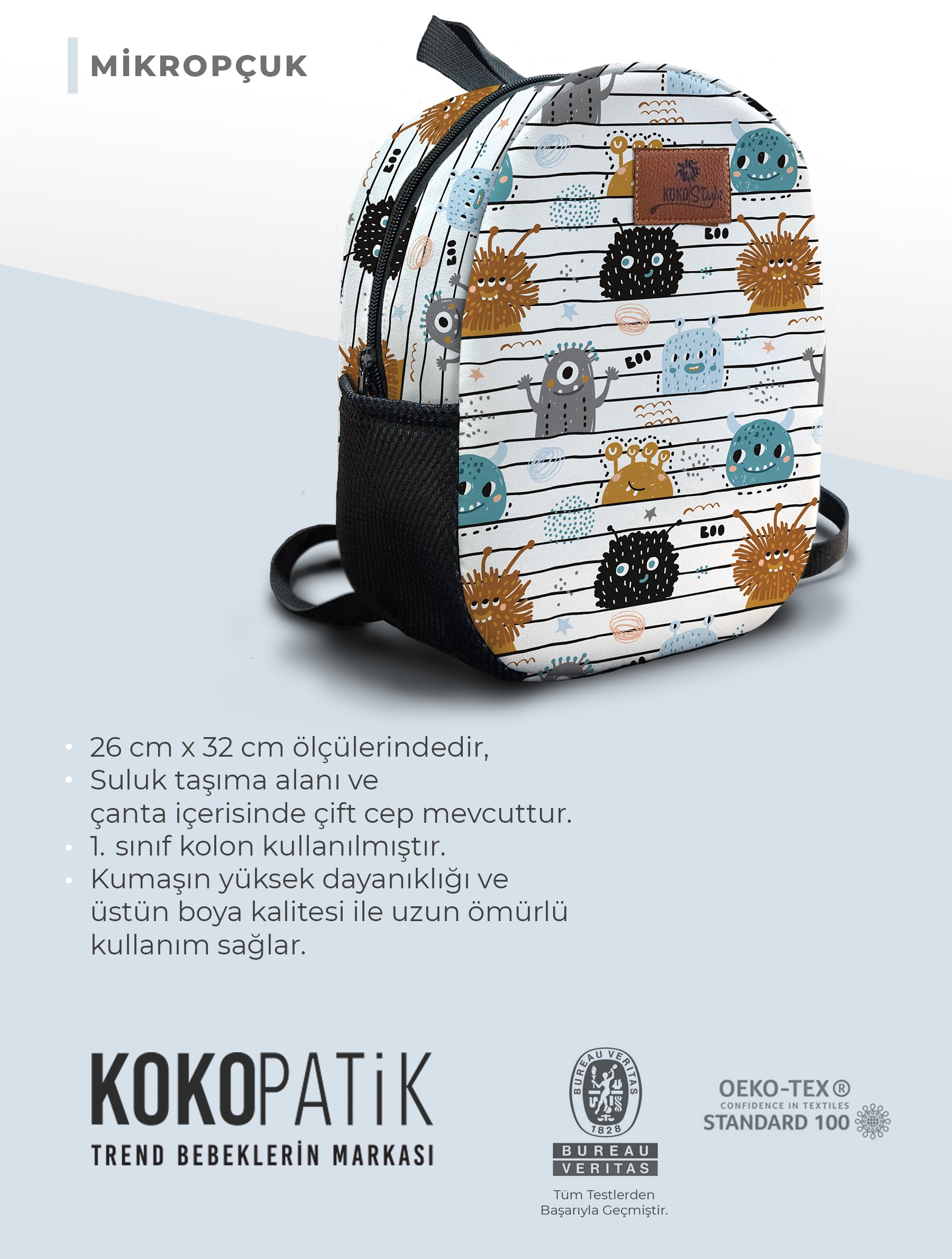 Mikropçuk Desen Orta Boy Kreş Çantası