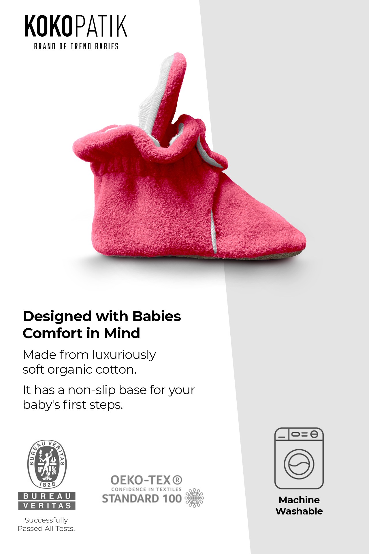 Light Pink Fleece Baby Booties – Soft, Non-Slip Indoor Slippers for Babies