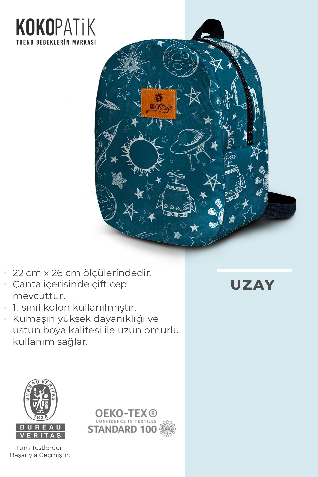 Uzay Desen Küçük Boy Kreş Çantası