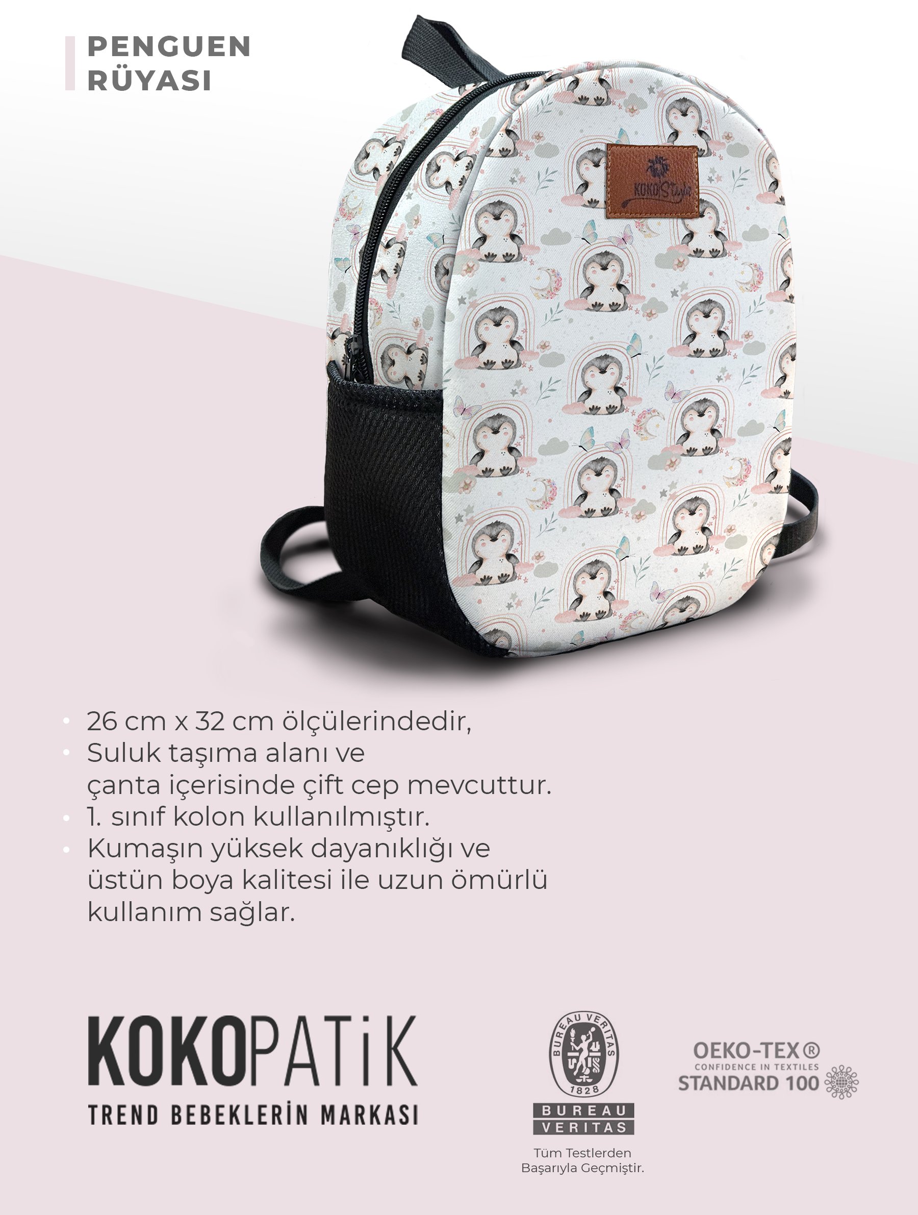 Penguen Rüyası Desen Orta Boy Kreş Çantası