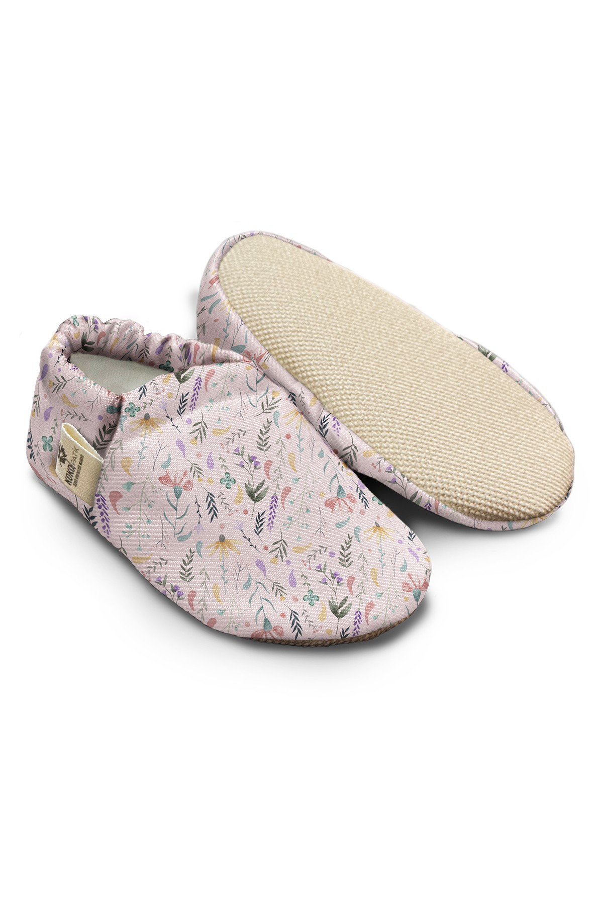 Kokopatik, Non-Slip Sole, Home Nursery Booties, Unisex Baby Booties, Cotton Newborn Booties, Pink Spring Patterned Booties