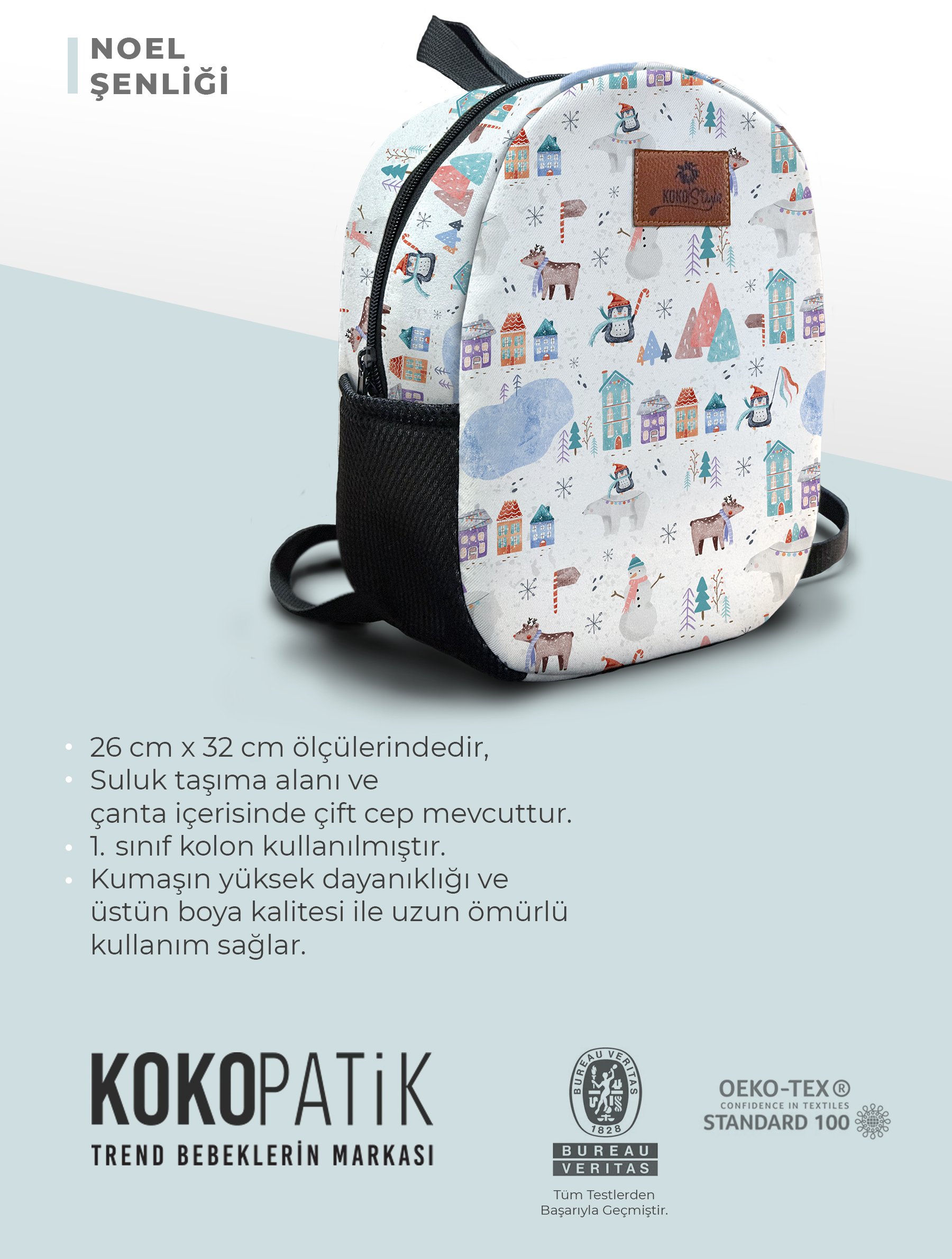 Noel Şenliği Desen Orta Boy Kreş Çantası