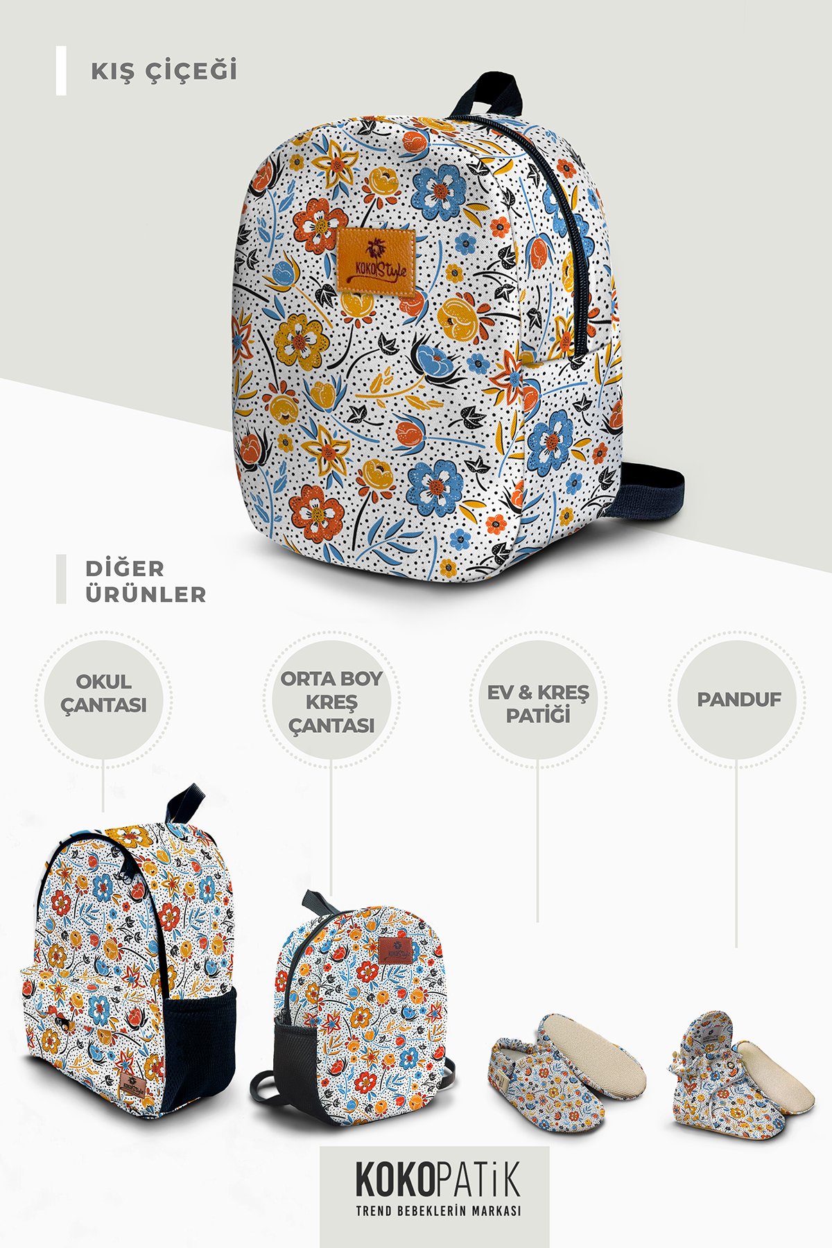 Winter Flower Pattern Small Nursery Bag