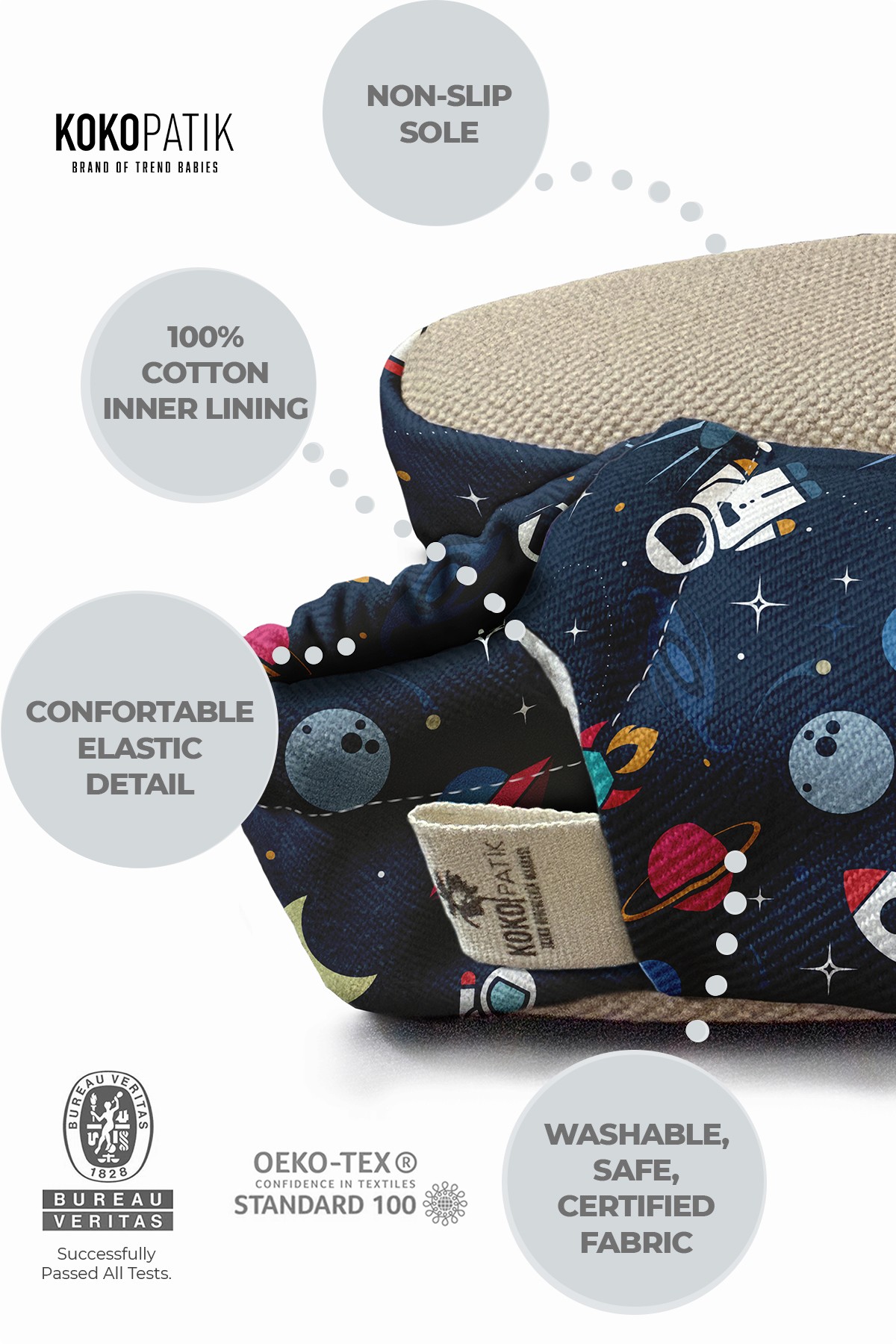 Make It Yours – Personalized Astronaut Booties for Babies | Non-Slip, Organic Cotton, Home & Nursery Use