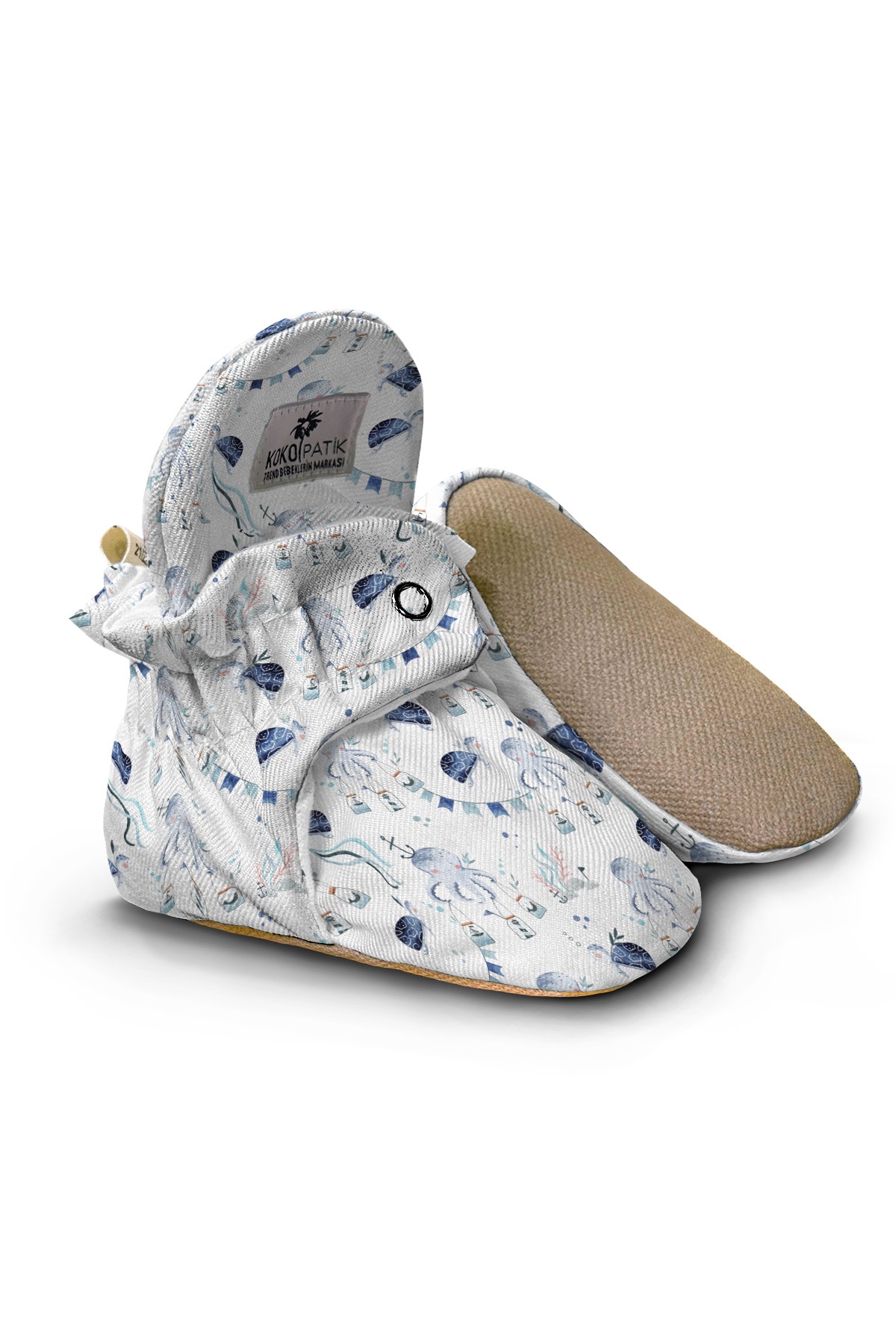 Blue Sea Adventure Baby Booties – Non-Slip Cotton Shoes for Little Explorers
