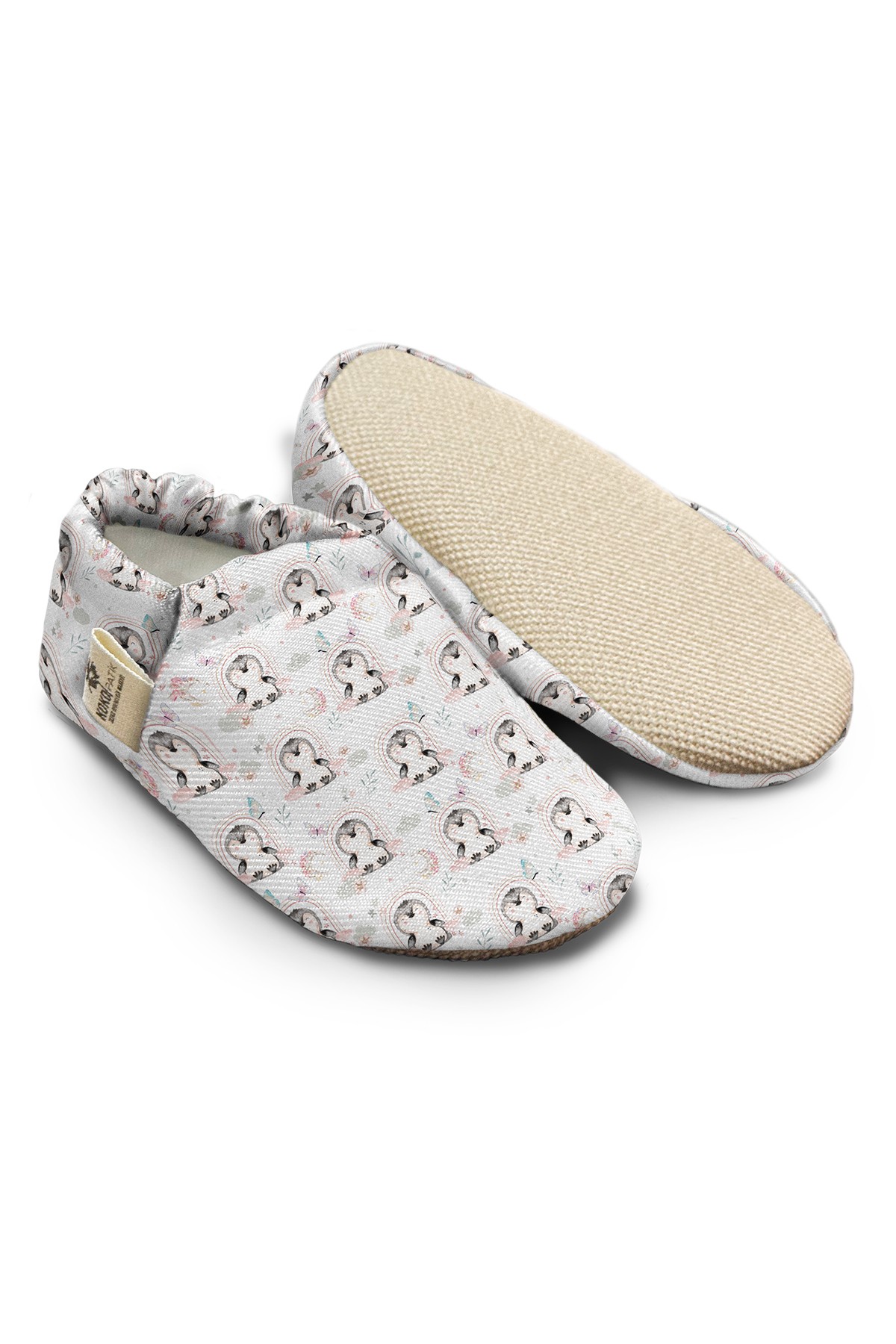 Kokopatik, Non-Slip Sole, Home Nursery Booties, Unisex Baby Booties, Cotton Newborn Booties, Penguin Dream Patterned Booties