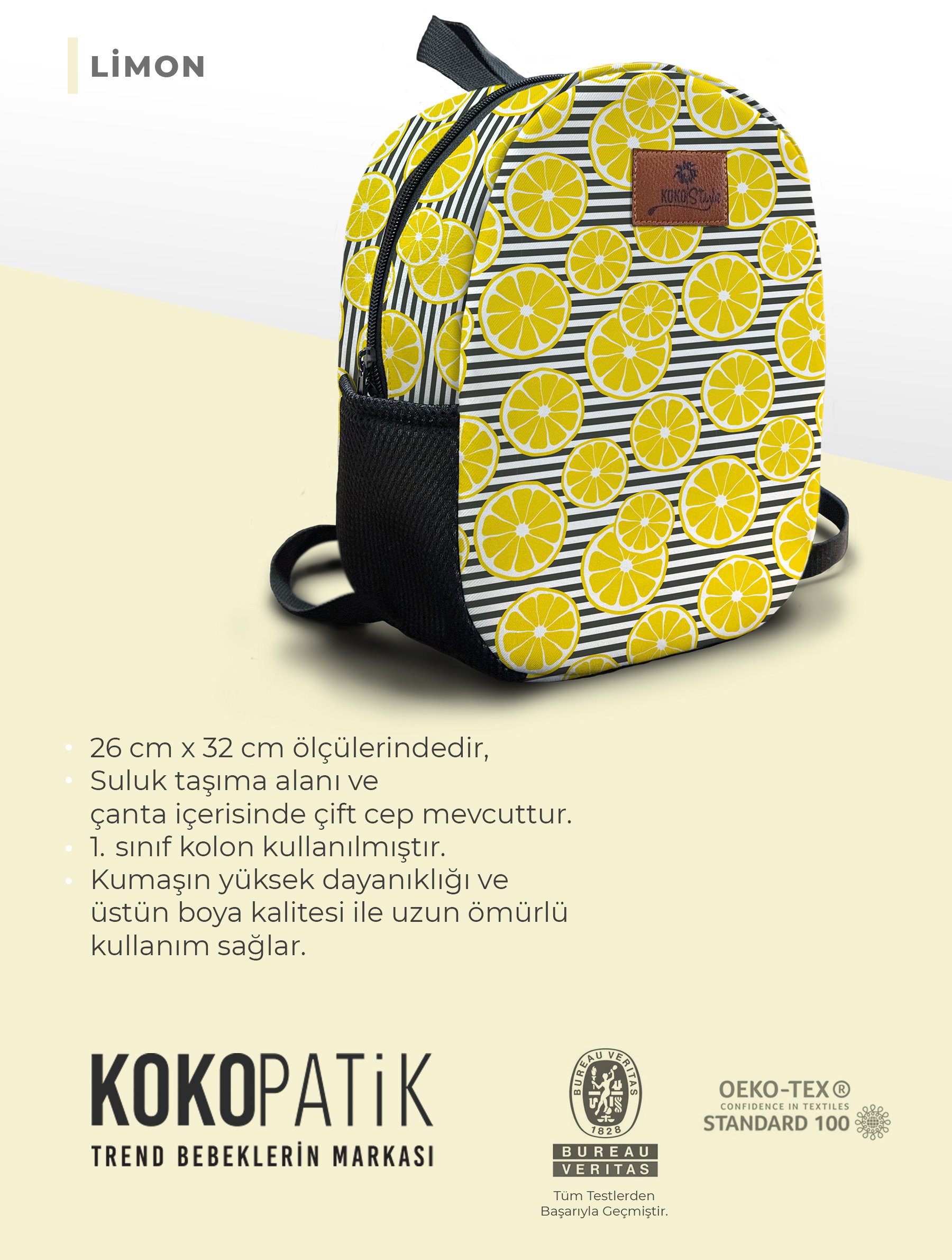 Limon Desen Orta Boy Kreş Çantası