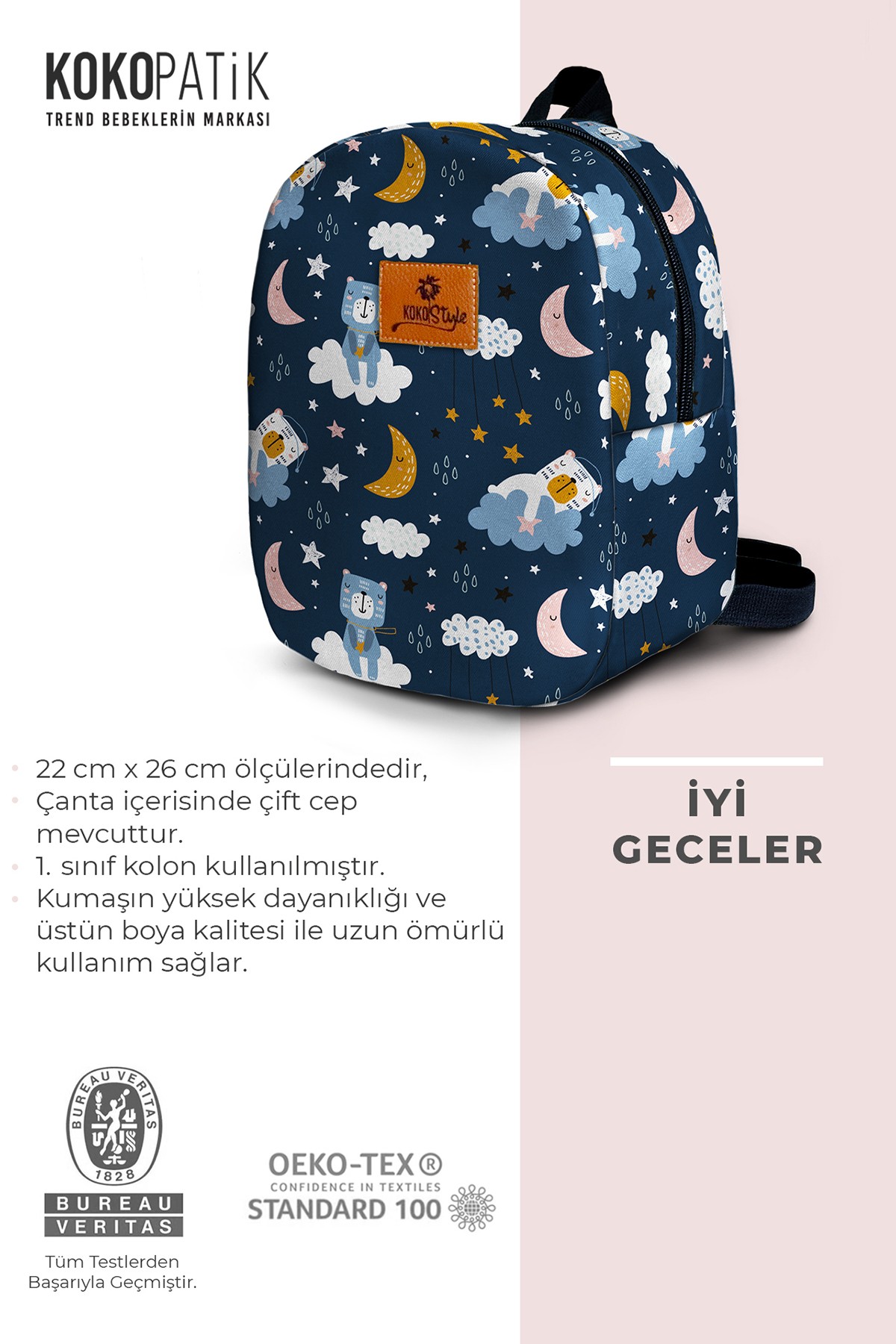 Good Night Pattern Small Size Nursery Bag