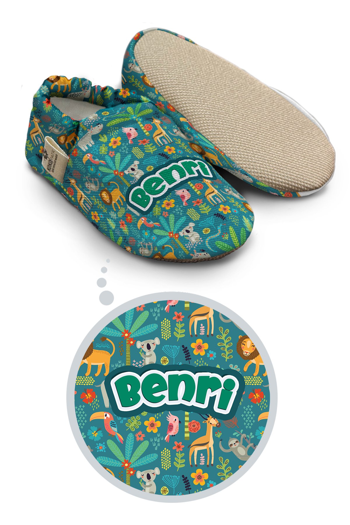 Make It Yours – Personalized Forest Pattern Booties for Babies | Non-Slip, Cotton, Home & Nursery Use