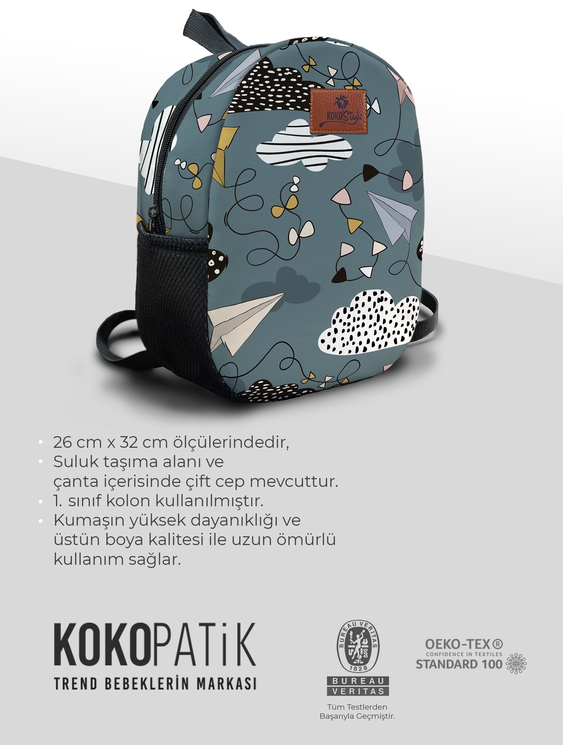 Uçurtma Desen Orta Boy Kreş Çantası