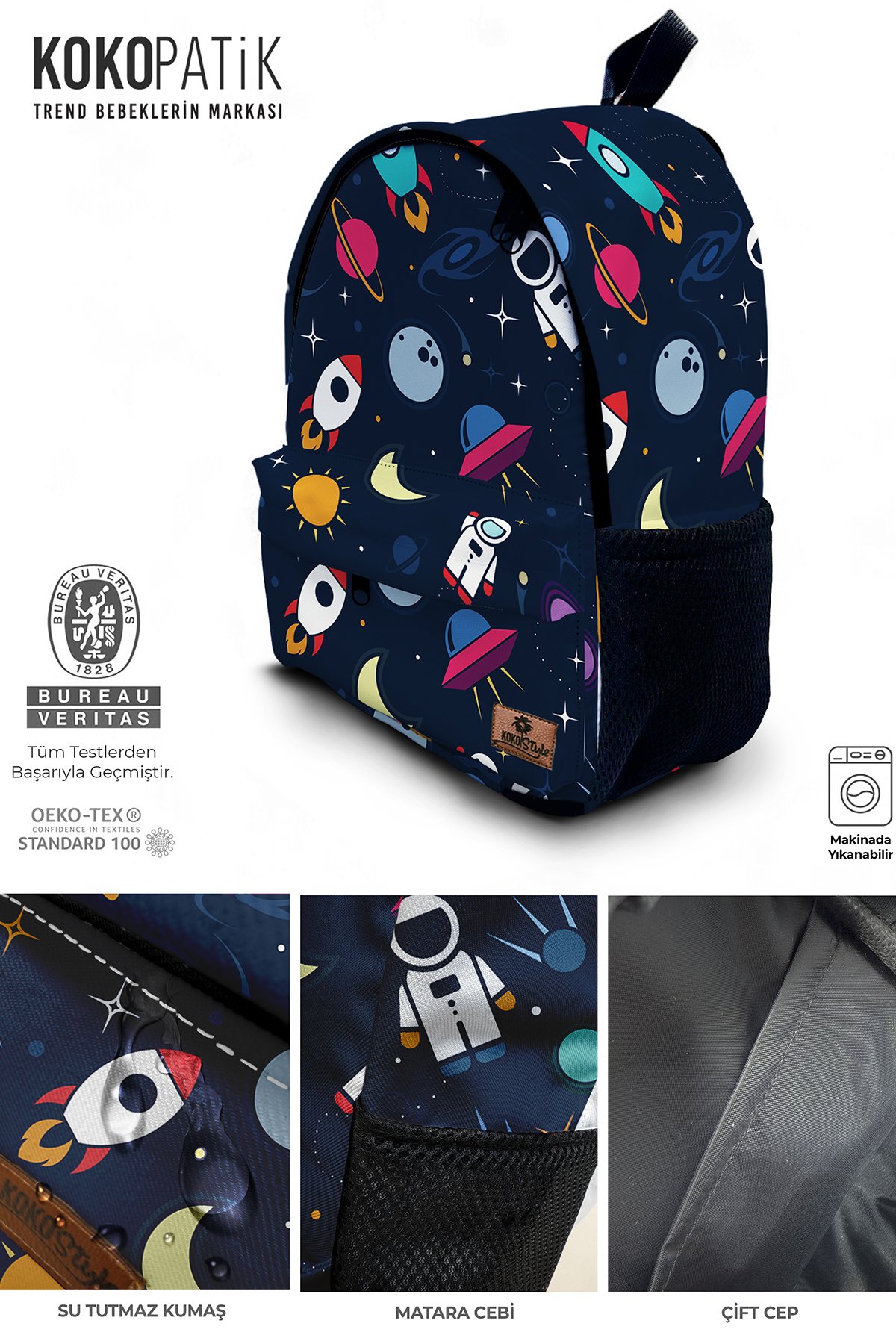 Astronot Desenli Sırt Çantası