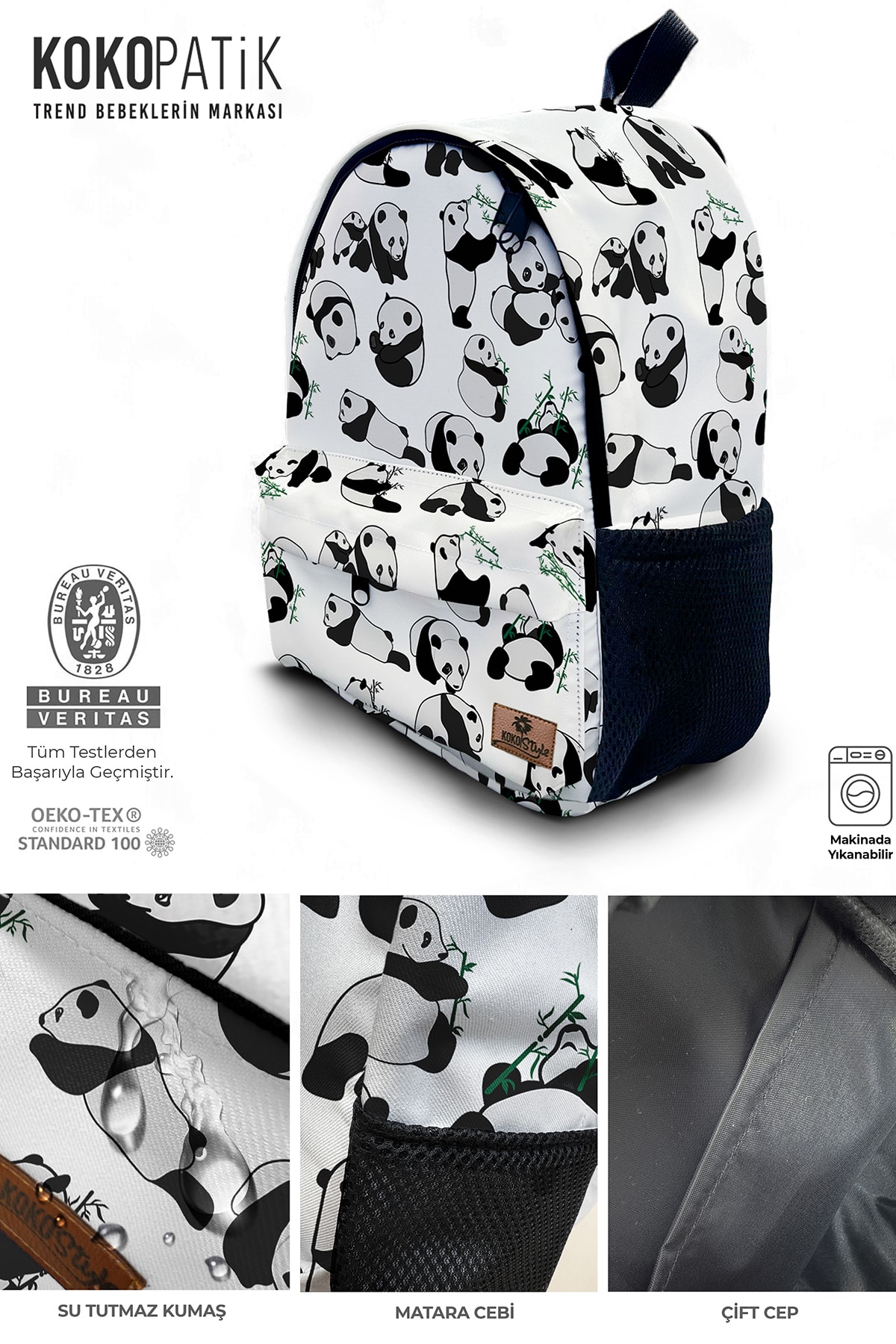 Çılgın Panda Desenli Sırt Çantası