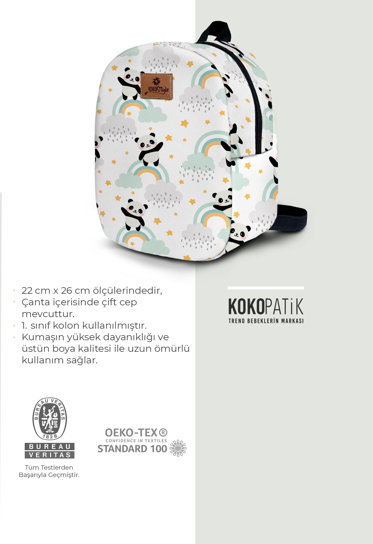 Panda Desen Küçük Boy Kreş Çantası