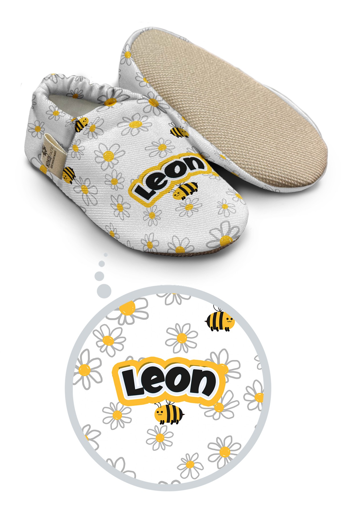 Make It Yours – Personalized Daisy Pattern Booties for Babies | Non-Slip, Organic Cotton, Home & Nursery Use