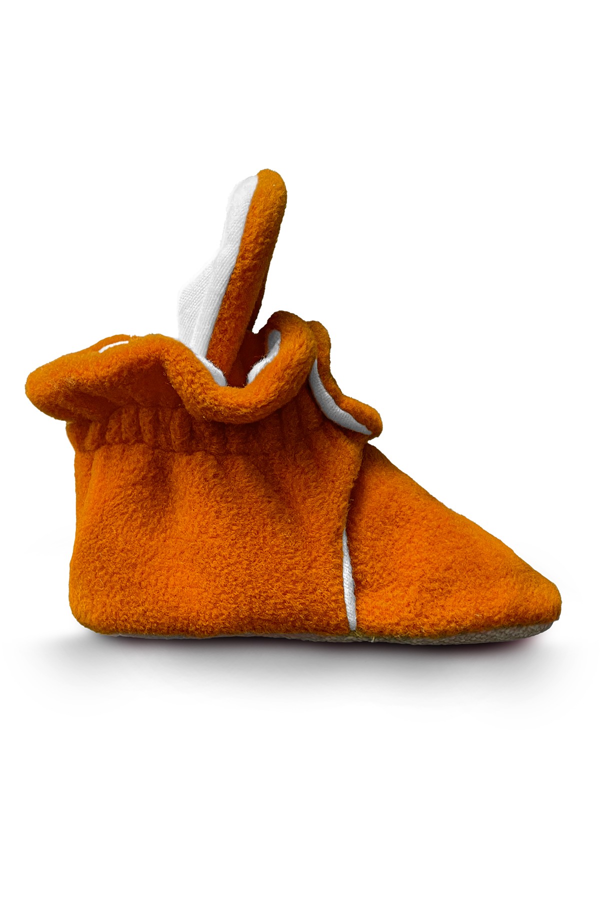 Orange Fleece Baby Booties – Soft, Non-Slip Indoor Slippers for Babies