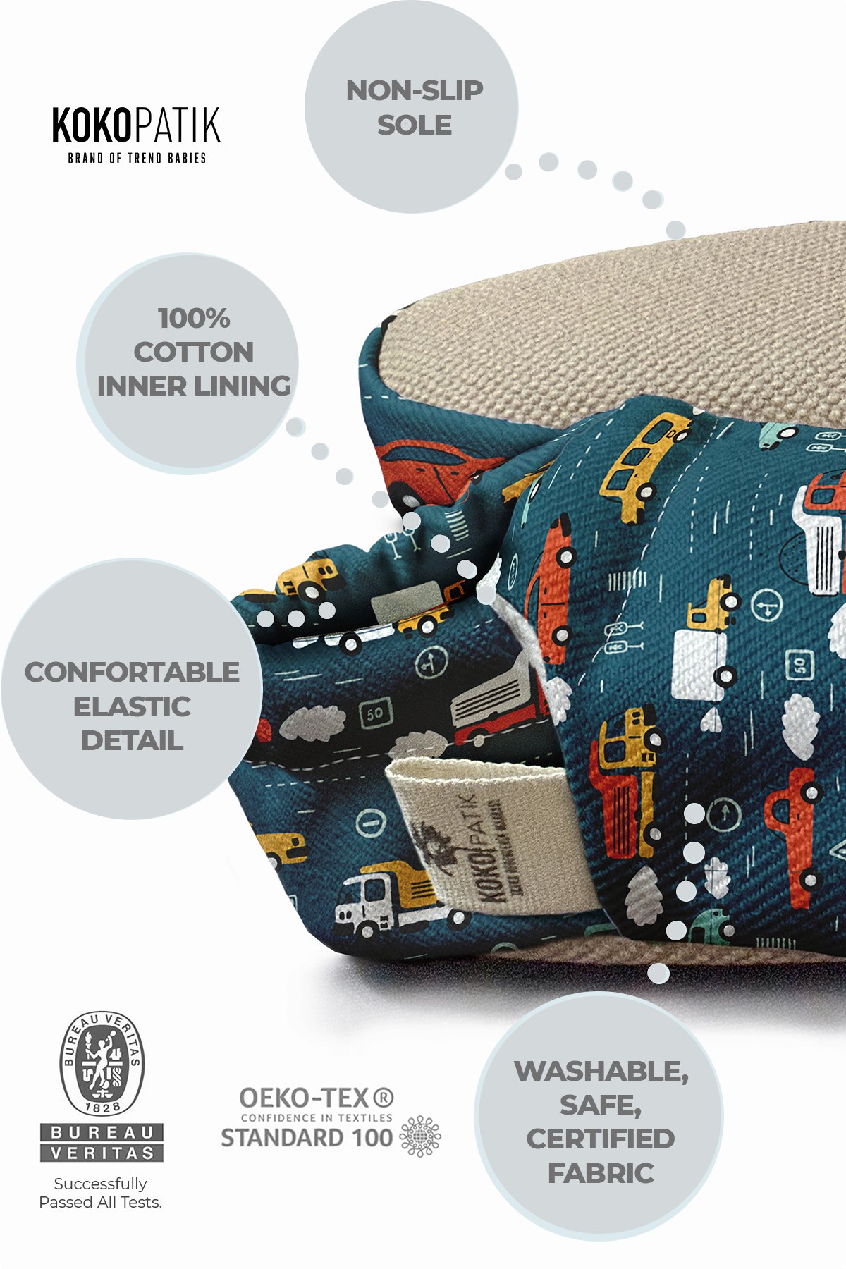 Make It Yours – Personalized Cars Pattern Booties for Babies | Non-Slip, Organic Cotton, Home & Nursery Use