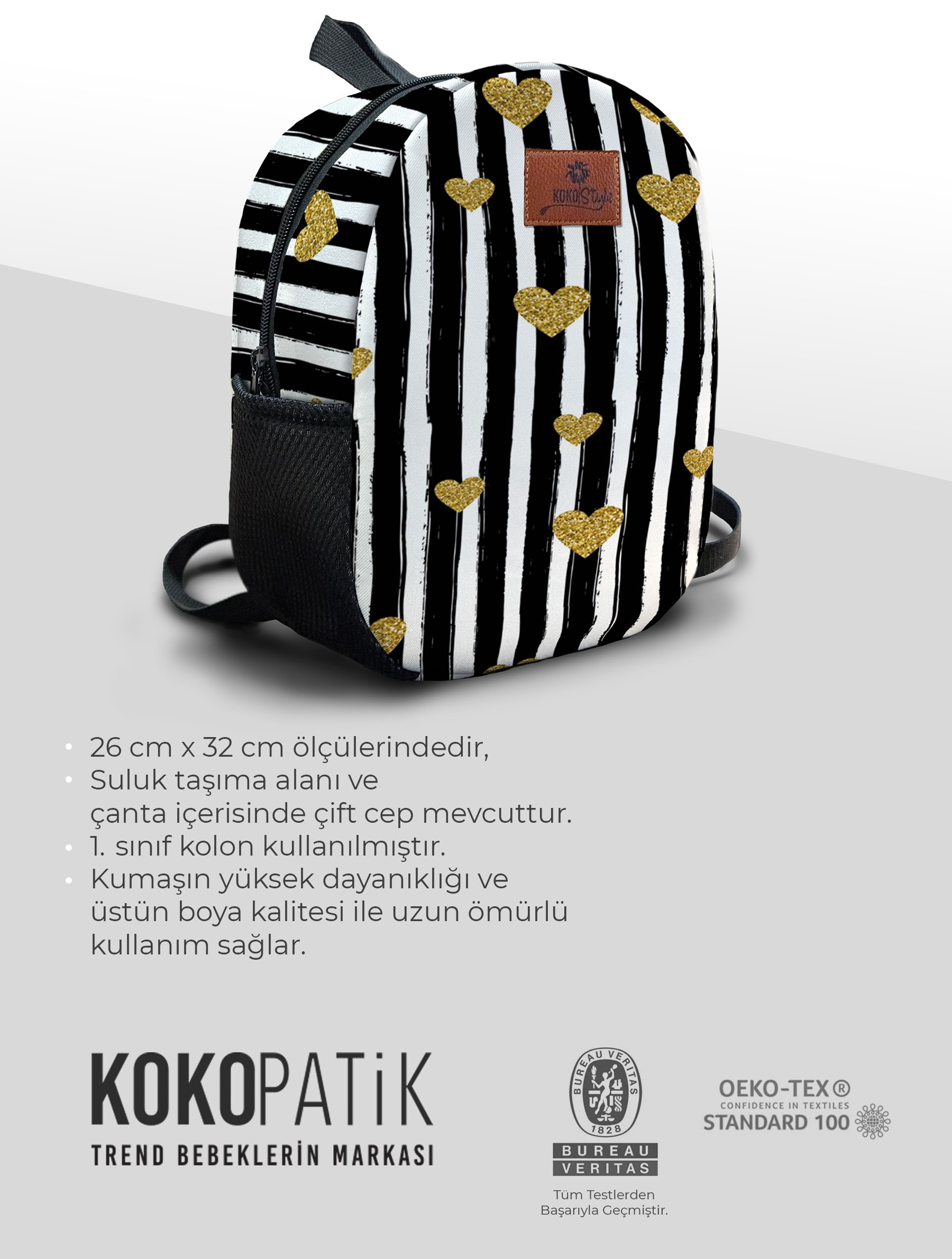 Gold Kalpler Desen Orta Boy Kreş Çantası