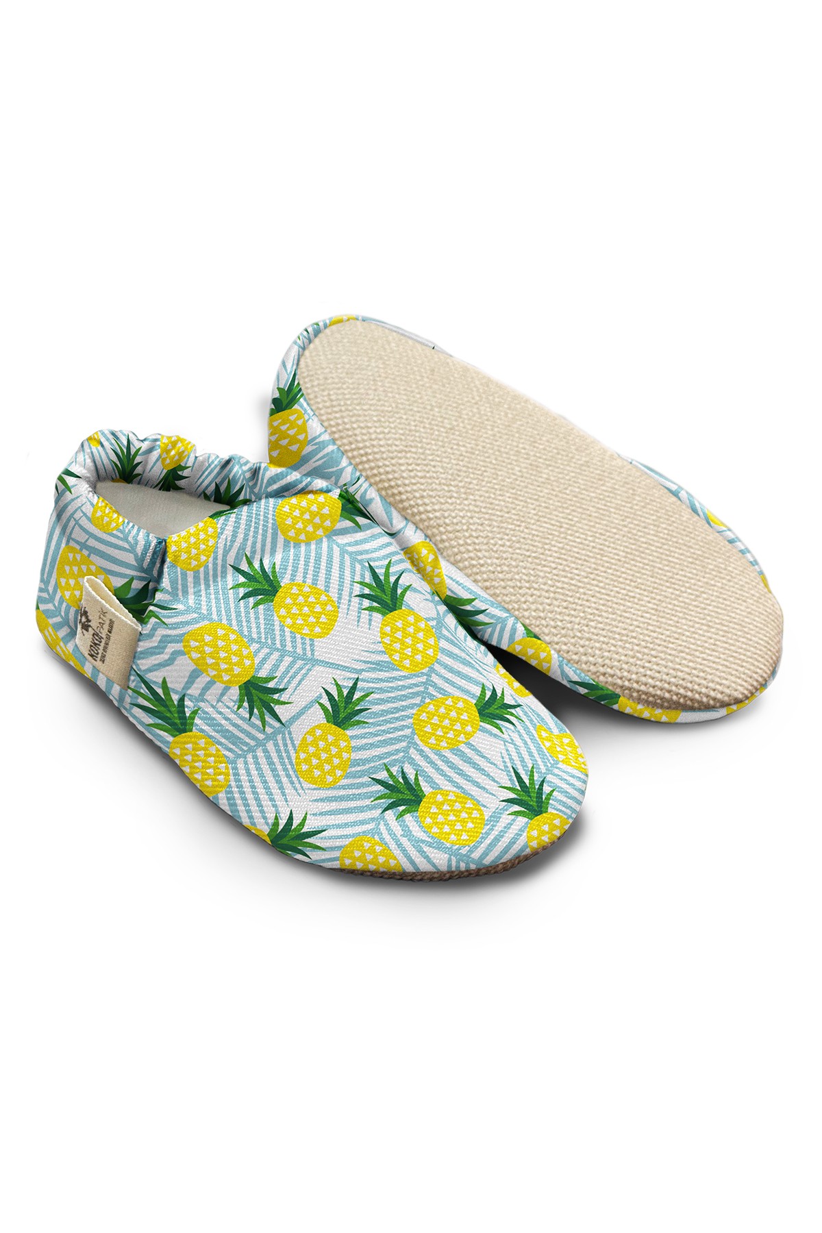 Kokopatik, Non-Slip Sole, Home Nursery Booties, Unisex Baby Booties, Cotton Newborn Booties, Yellow Pineapple Patterned Booties