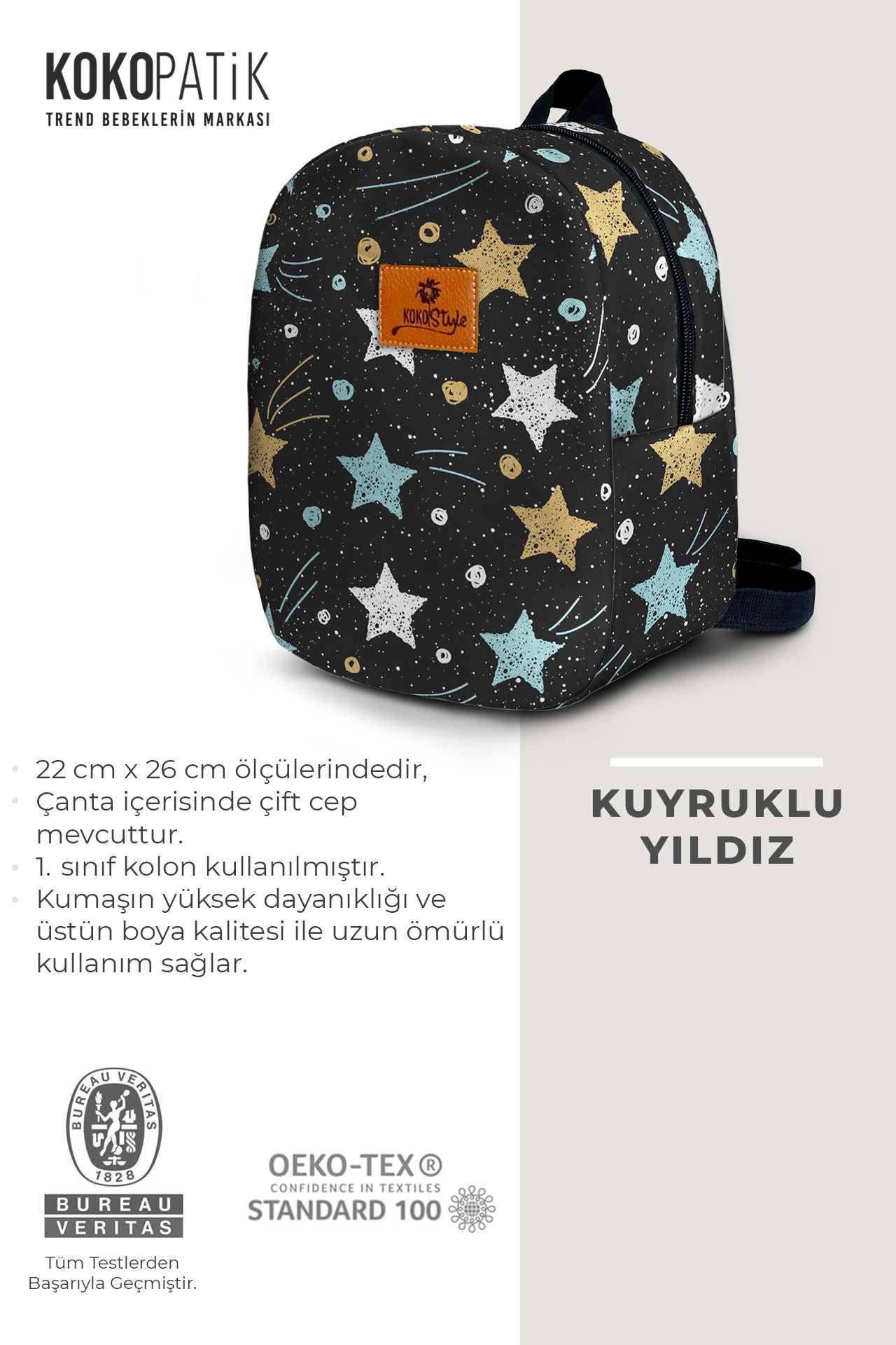 Kuyruklu Yıldız Desen Küçük Boy Kreş Çantası
