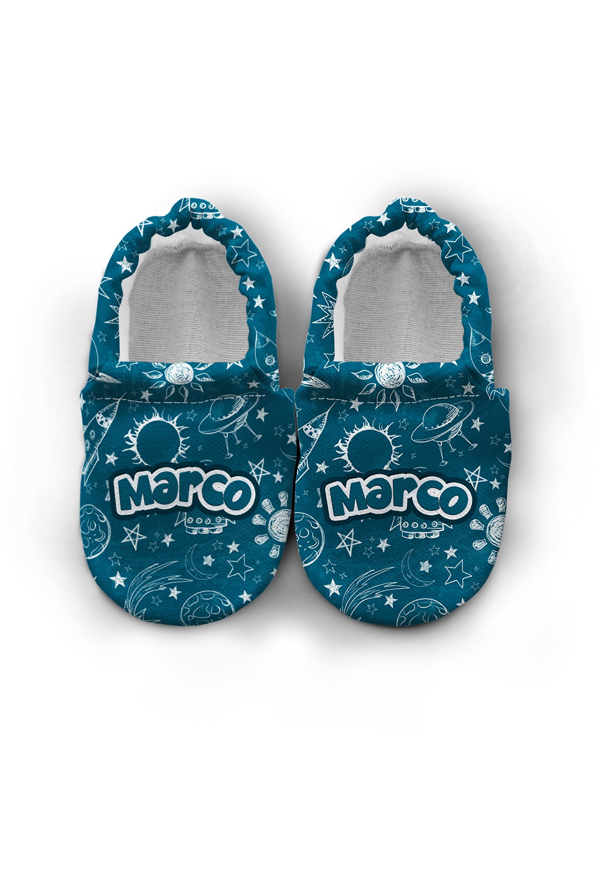 Make It Yours – Personalized Space Pattern Booties for Babies | Non-Slip, Organic Cotton, Home & Nursery Use