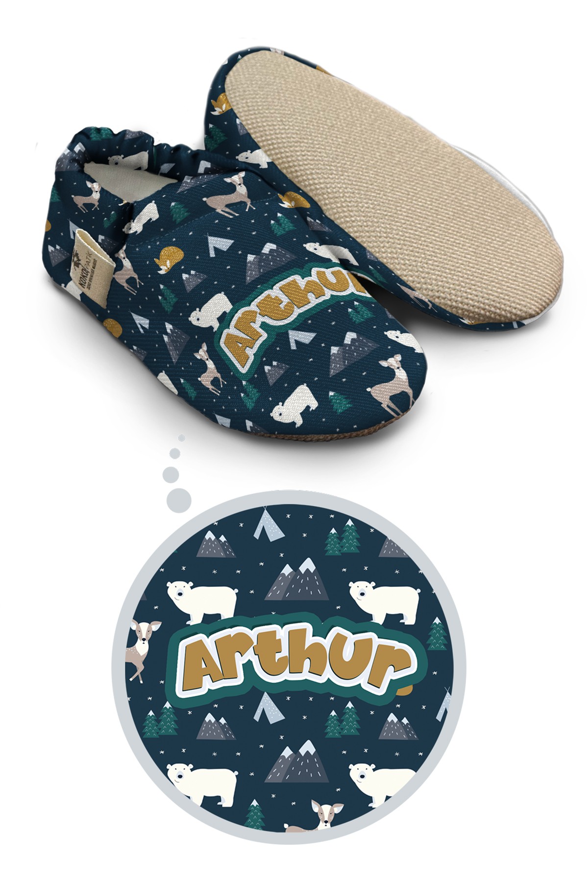 Make It Yours – Personalized Winter Animals Booties for Babies | Non-Slip, Organic Cotton, First Step Shoes