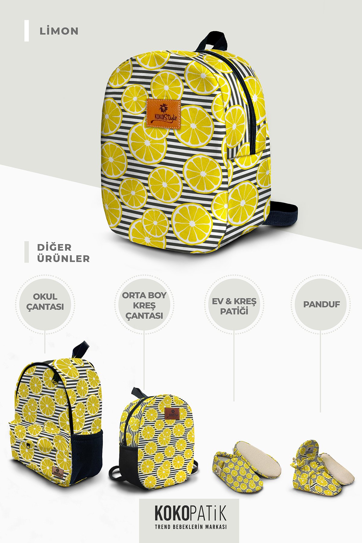 Lemon Pattern Small Size Nursery Bag