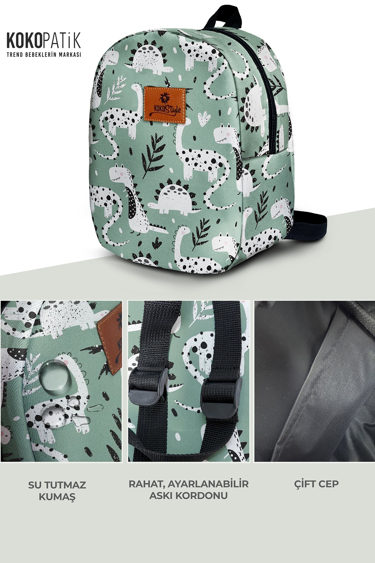 Green Dinosaur Pattern Small Nursery Bag