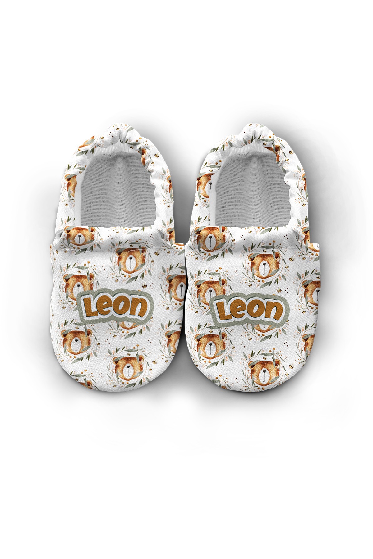 Make It Yours – Personalized Nature Bear Booties for Babies | Non-Slip, Organic Cotton, Home & Nursery Use