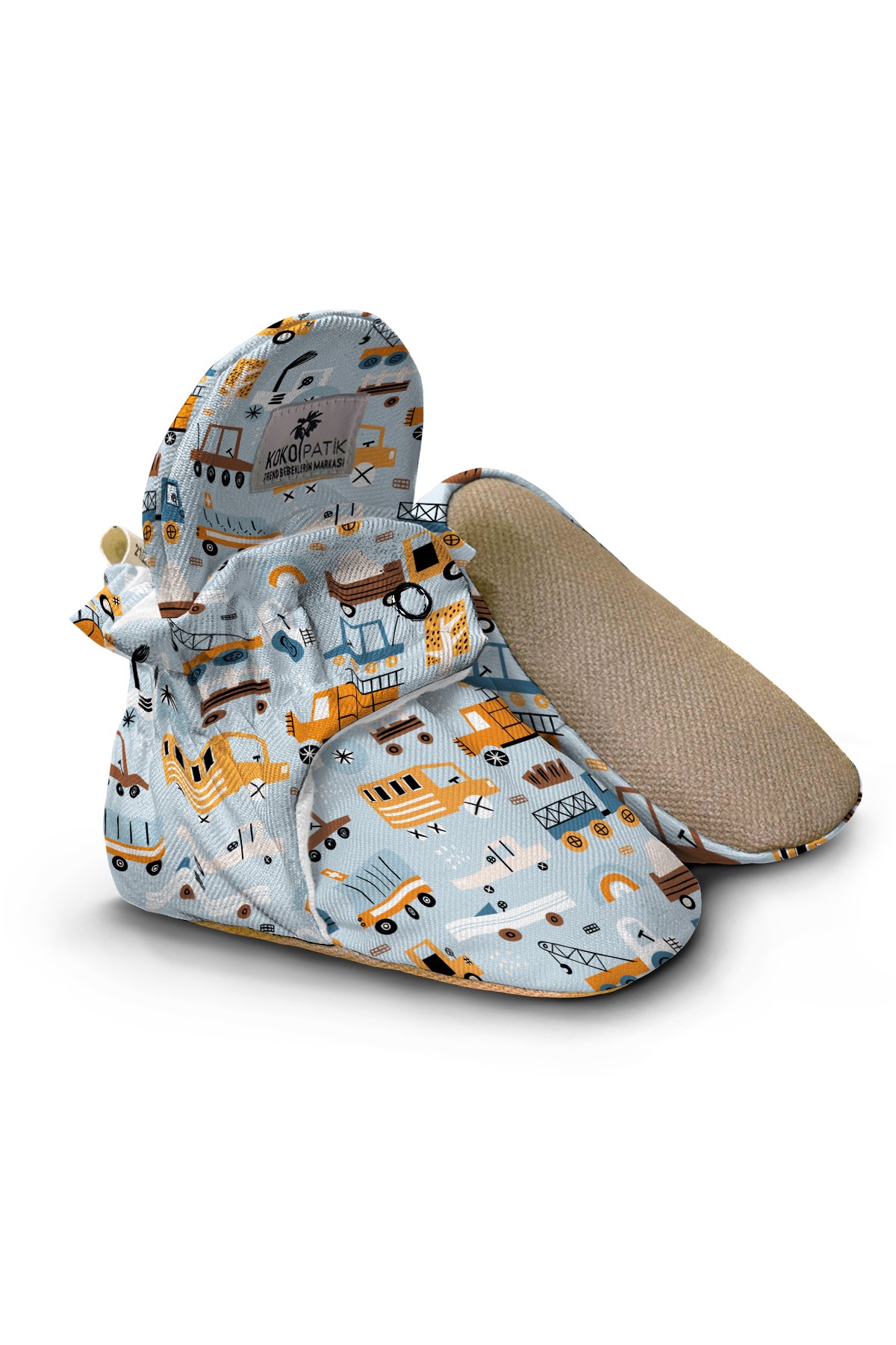 Construction Vehicles Baby Booties – Durable Non-Slip Cotton Slippers for Little Builders