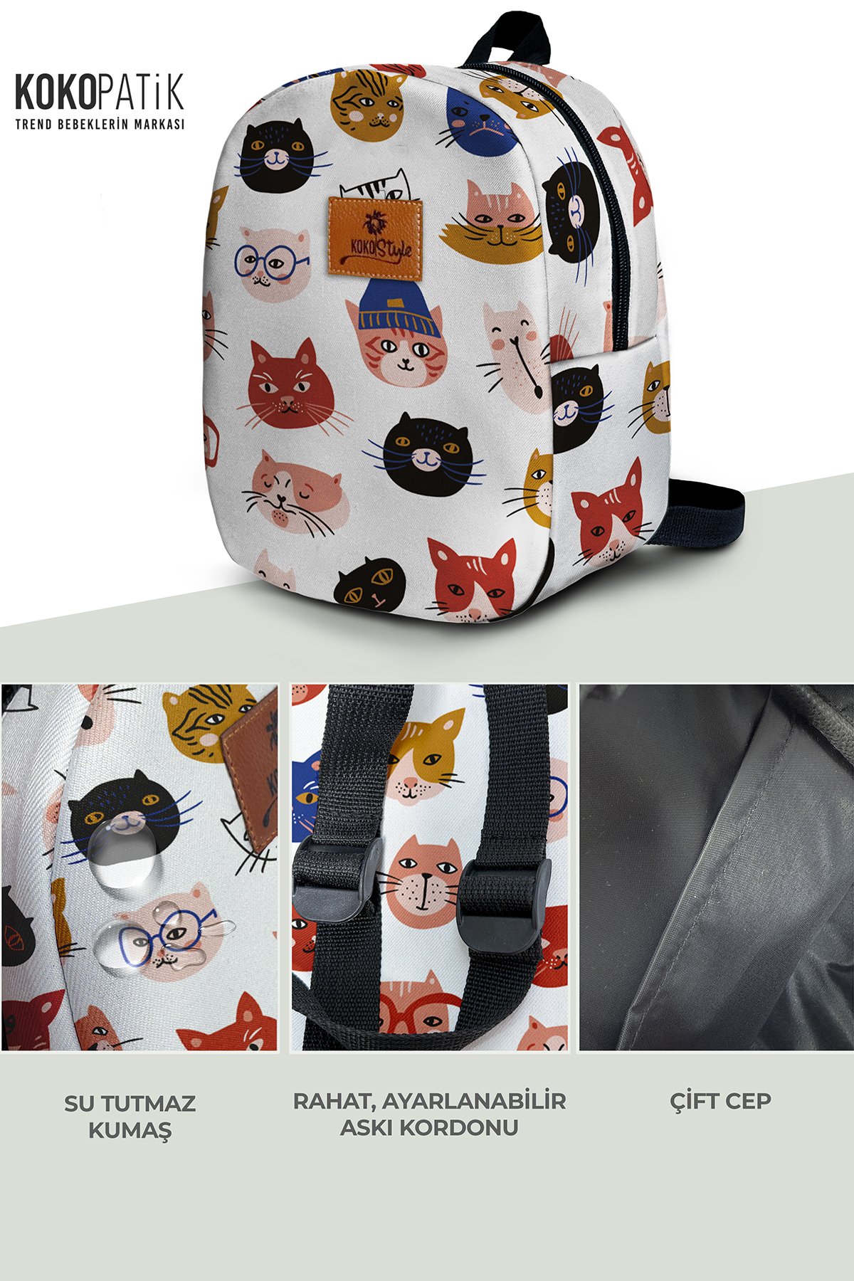  Cat Head Pattern Small Size Nursery Bag