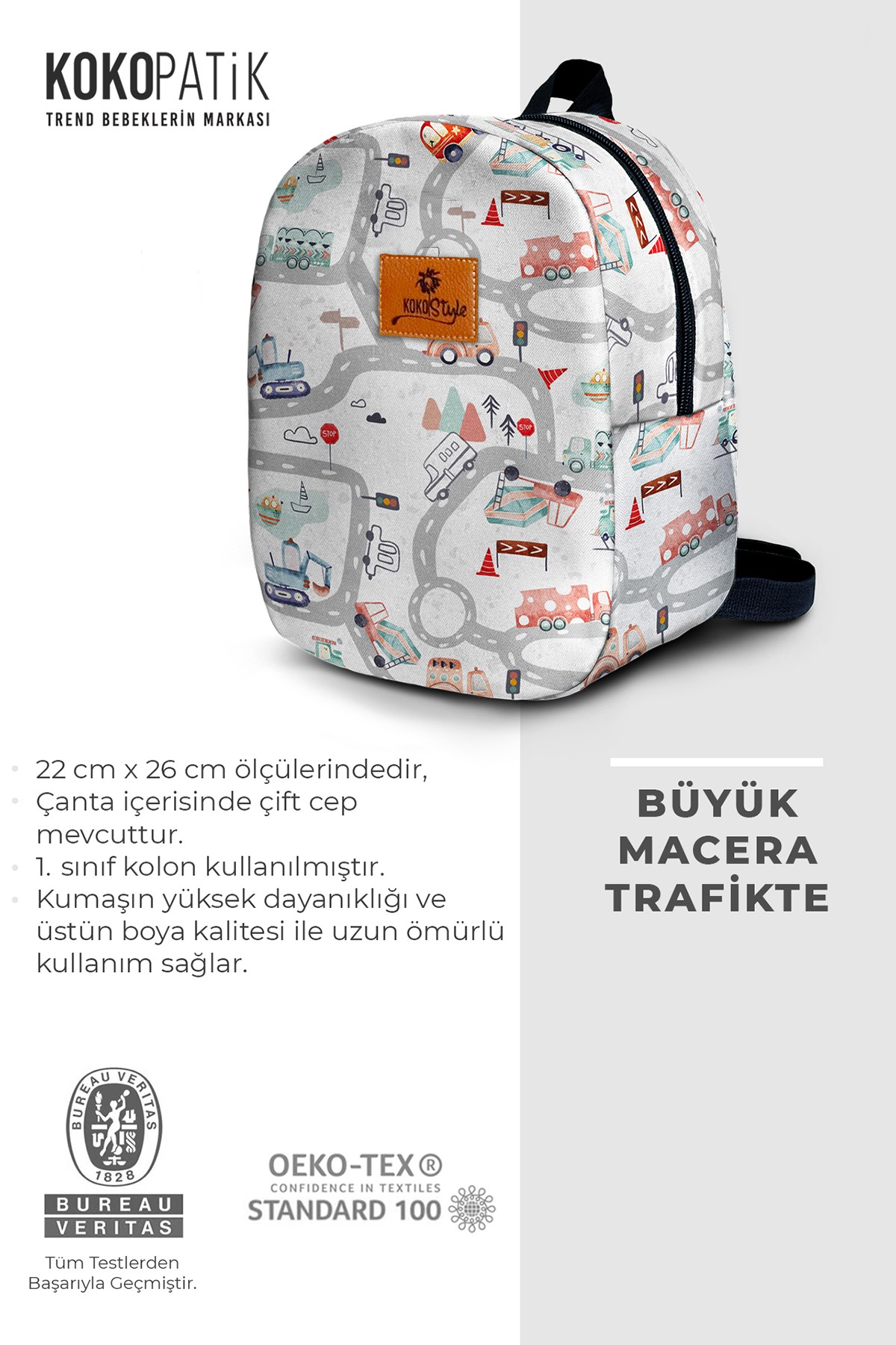 Big Adventure in Traffic Pattern Small Size Nursery Bag