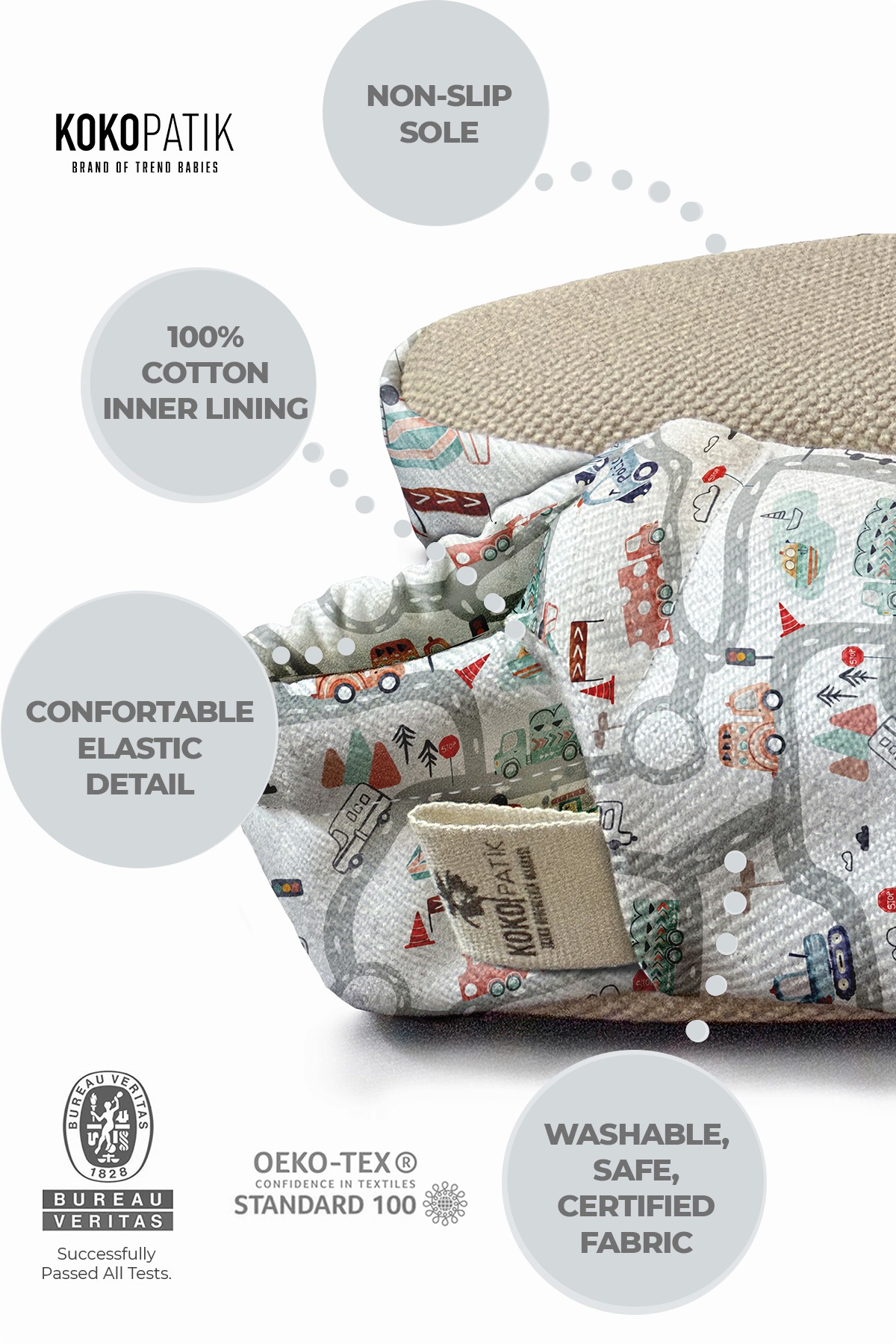 Make It Yours – Personalized Big Traffic Adventure Booties for Babies | Non-Slip, Organic Cotton, Indoor Use