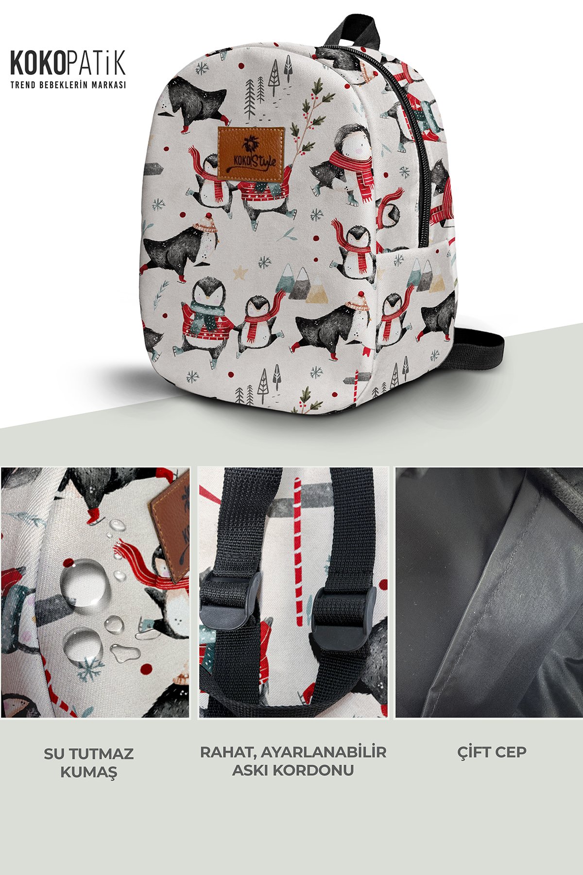 Penguin Winter Pattern Small Nursery Bag