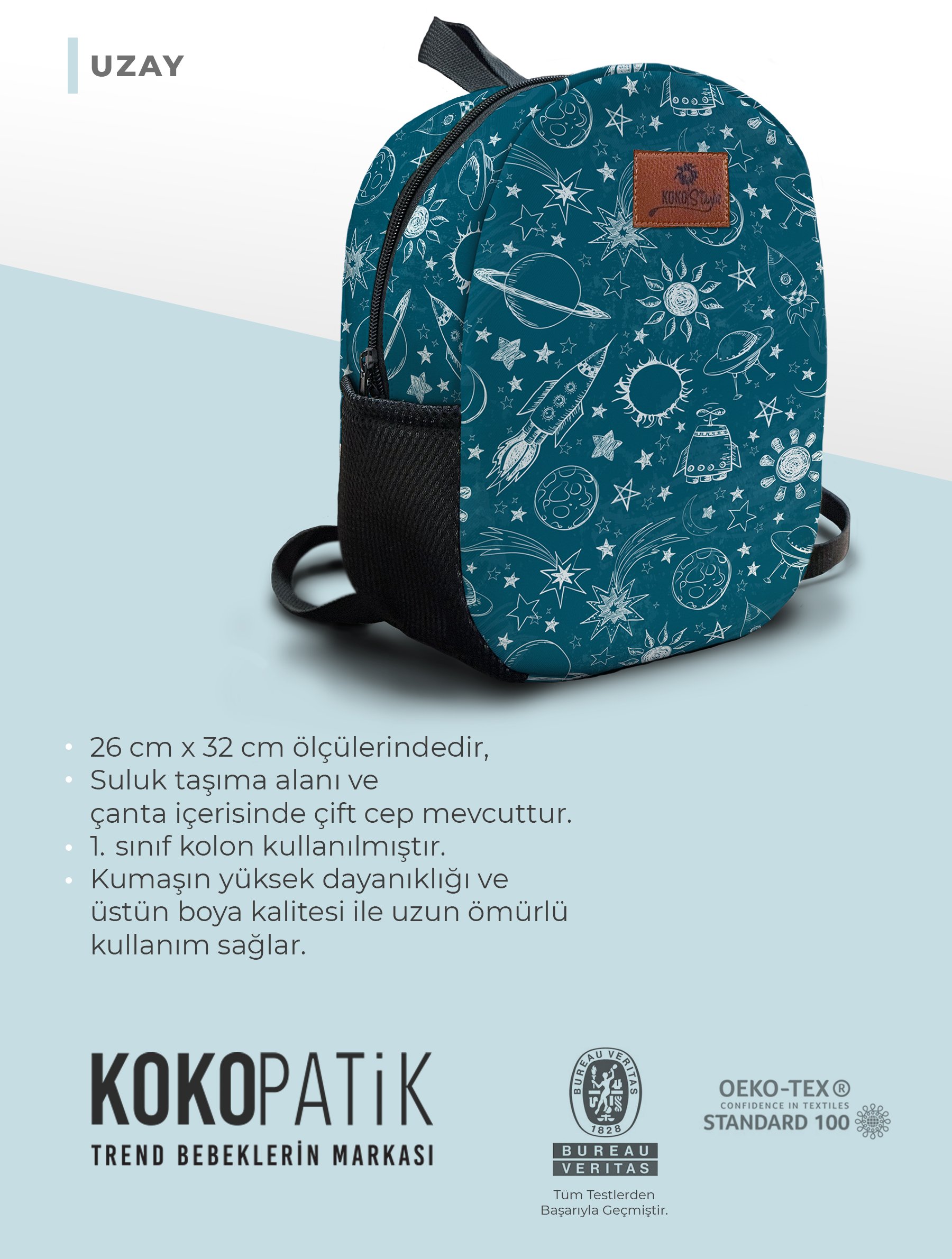 Uzay Desen Orta Boy Kreş Çantası