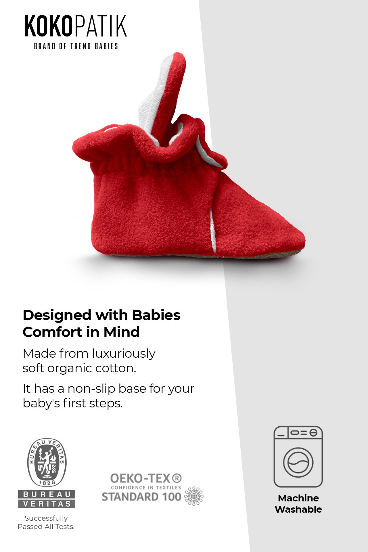 Red Fleece Baby Slippers – Soft & Safe First Step Shoes