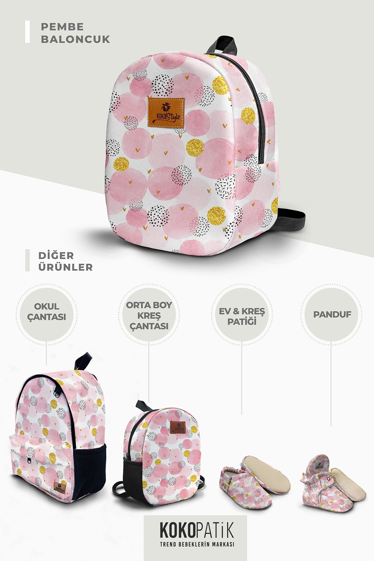 Pink Bubble Pattern Small Nursery Bag