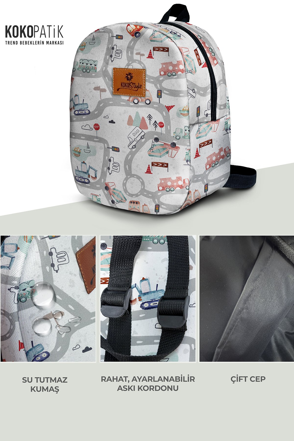 Big Adventure in Traffic Pattern Small Size Nursery Bag
