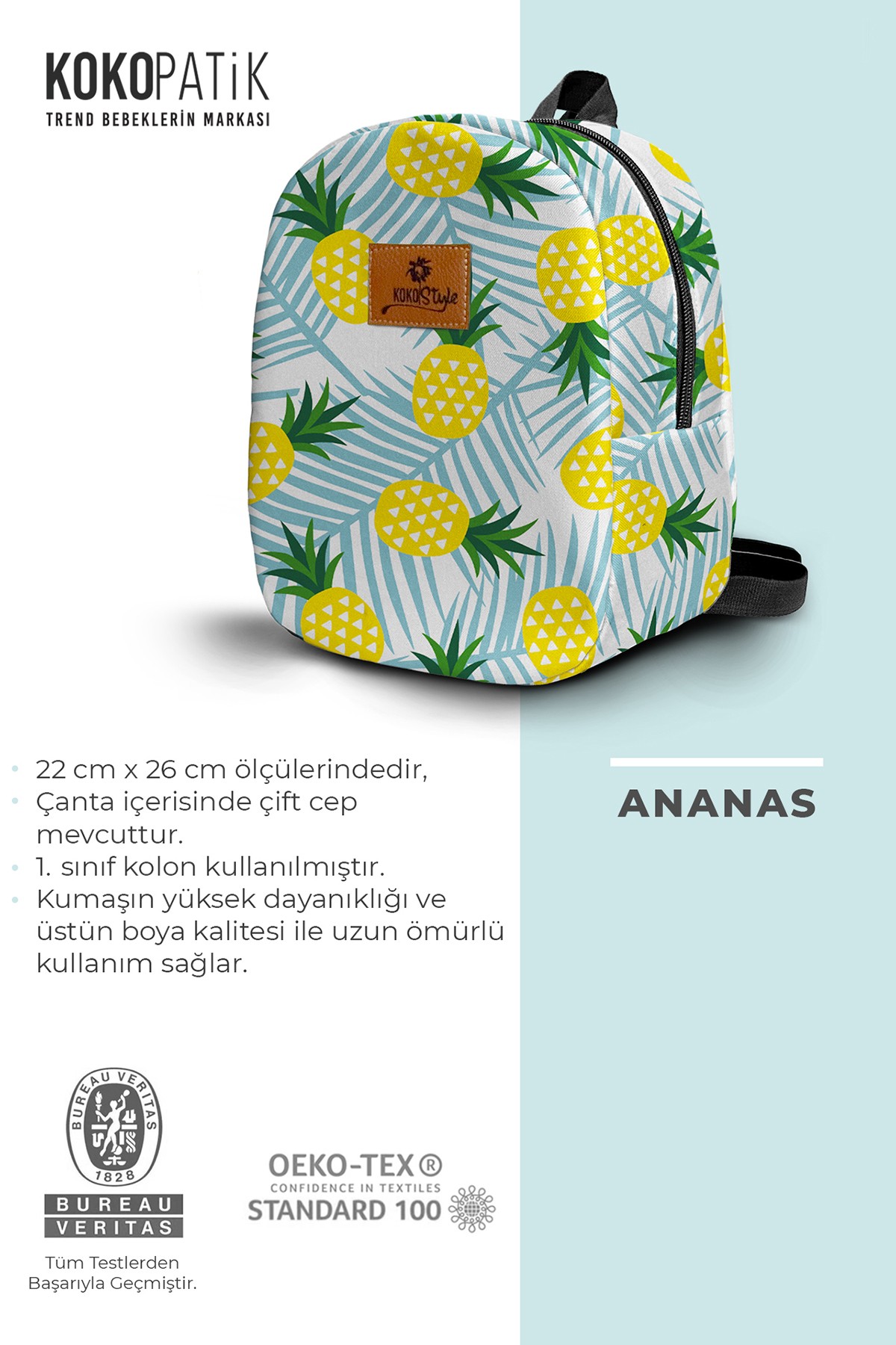 Yellow Pineapple Pattern Small Nursery Bag