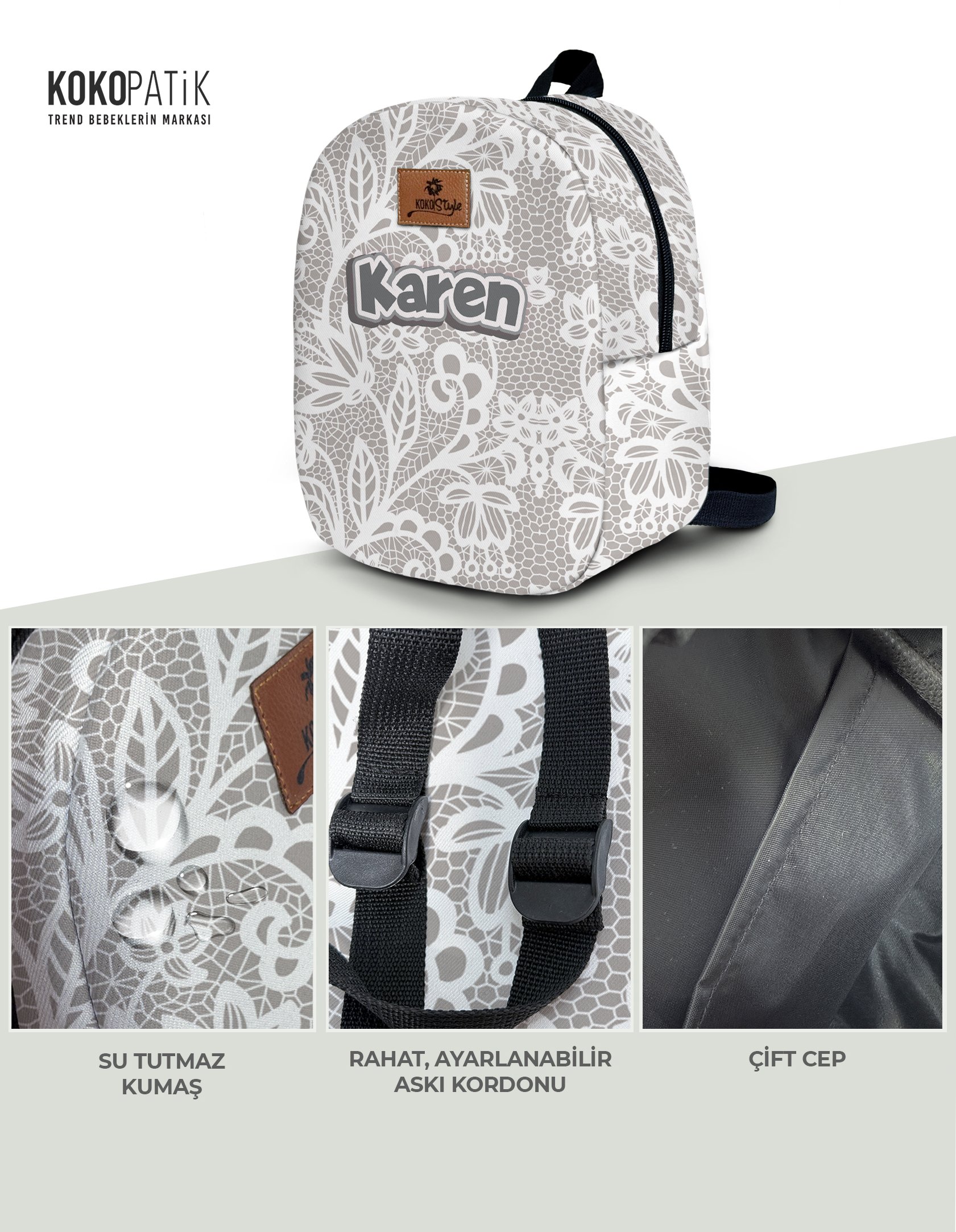 Dantel Desen İsimli Küçük Boy Kreş Çantası
