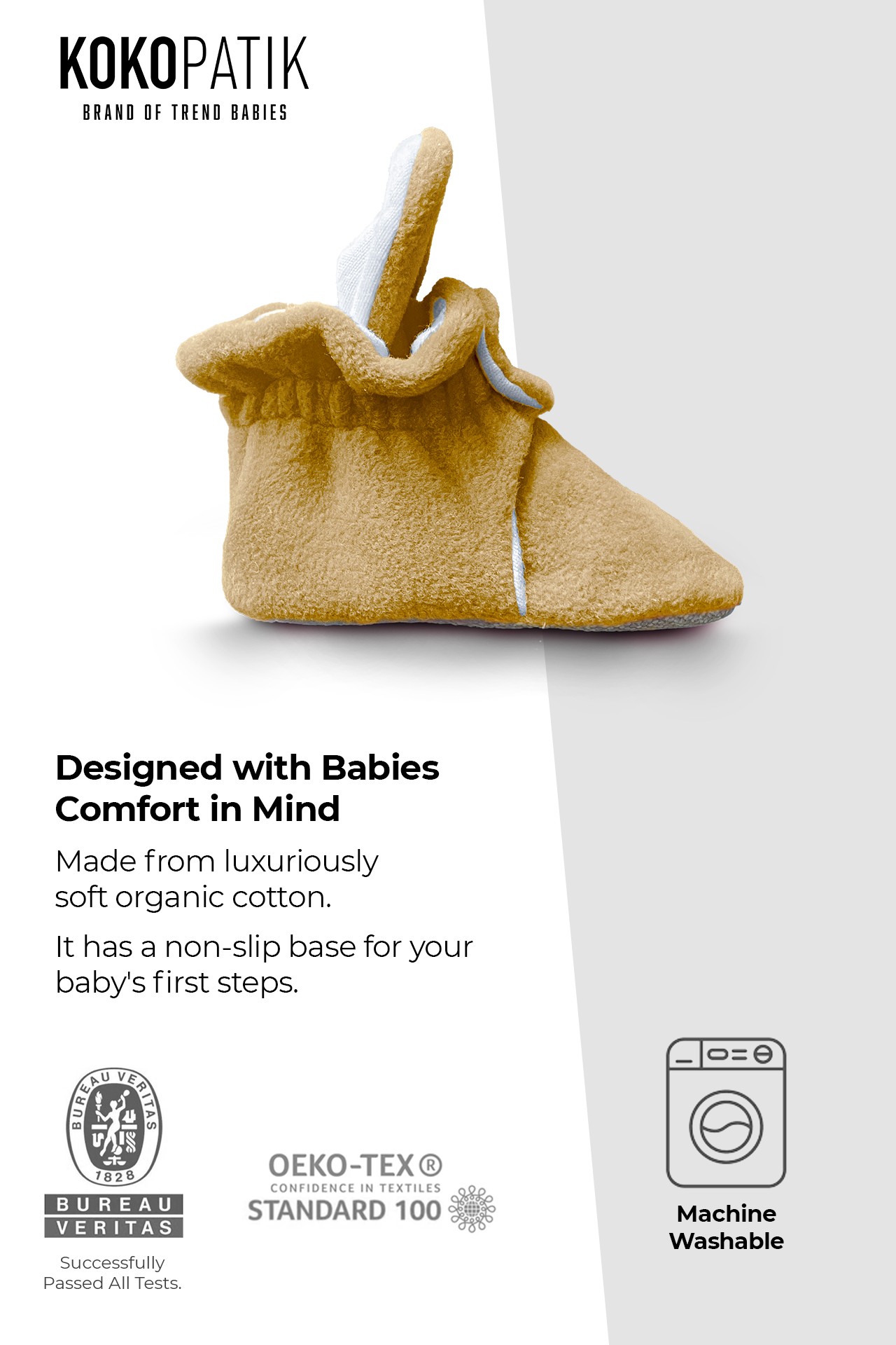 Cream Fleece Baby Booties – Soft, Non-Slip Indoor Slippers for Babies