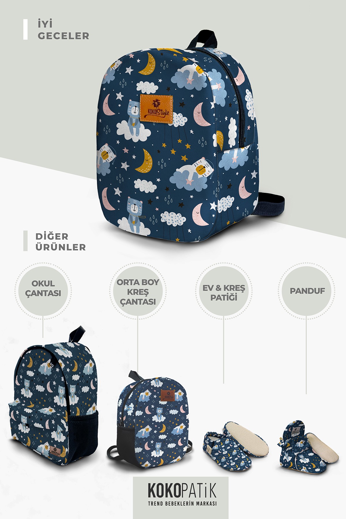 Good Night Pattern Small Size Nursery Bag