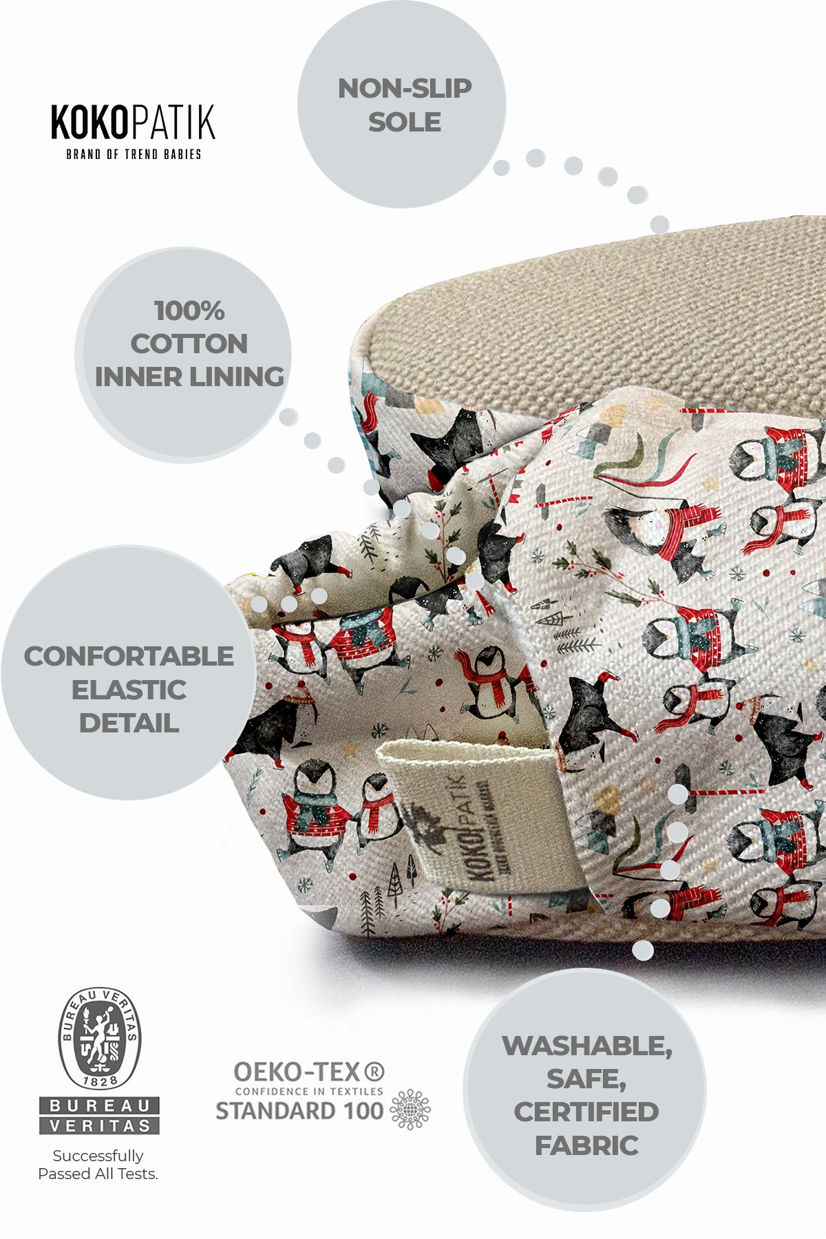 Make It Yours – Personalized Penguin Winter Booties for Babies | Non-Slip, Cotton, Home & Nursery Use