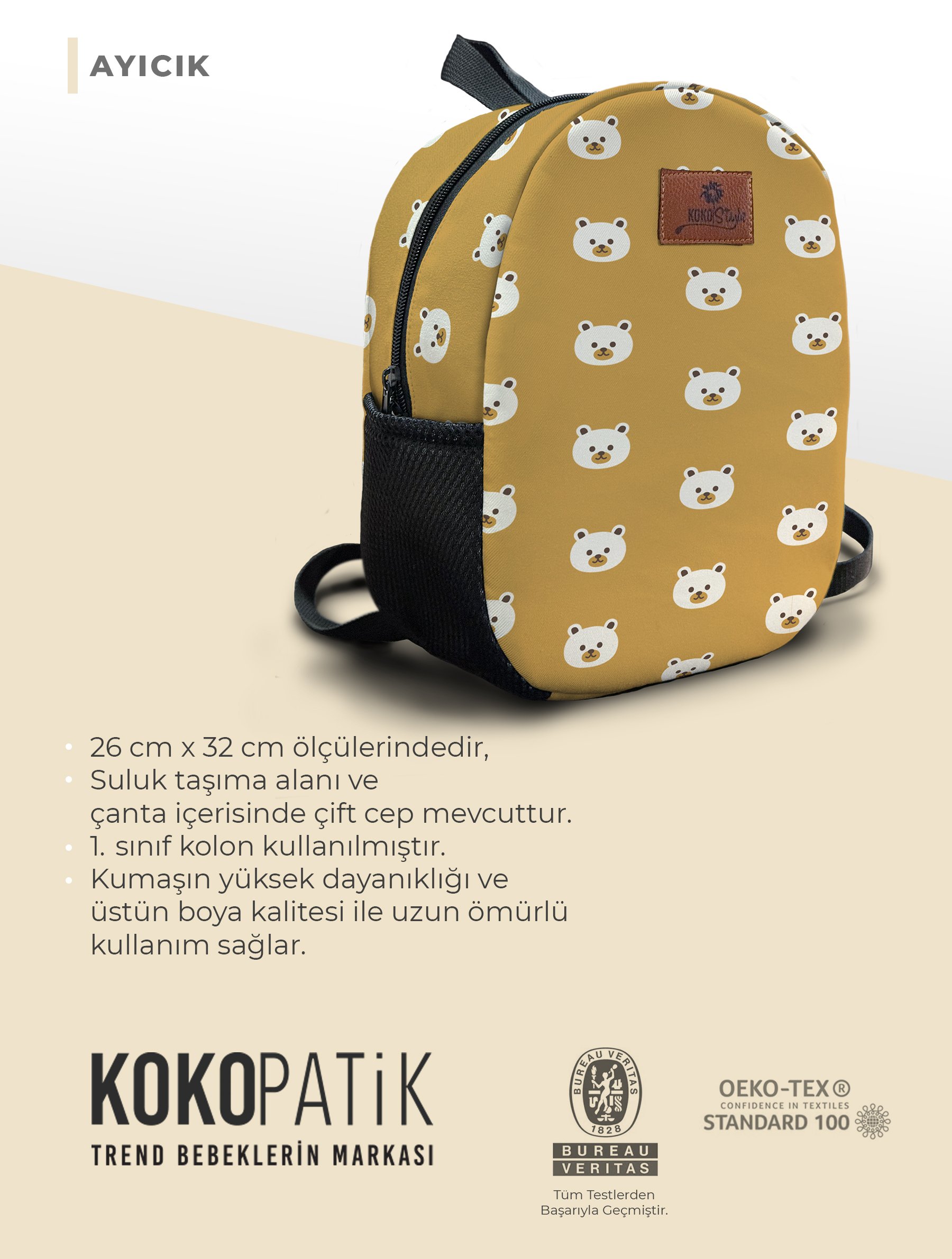 Ayıcık Desen Orta Boy Kreş Çantası