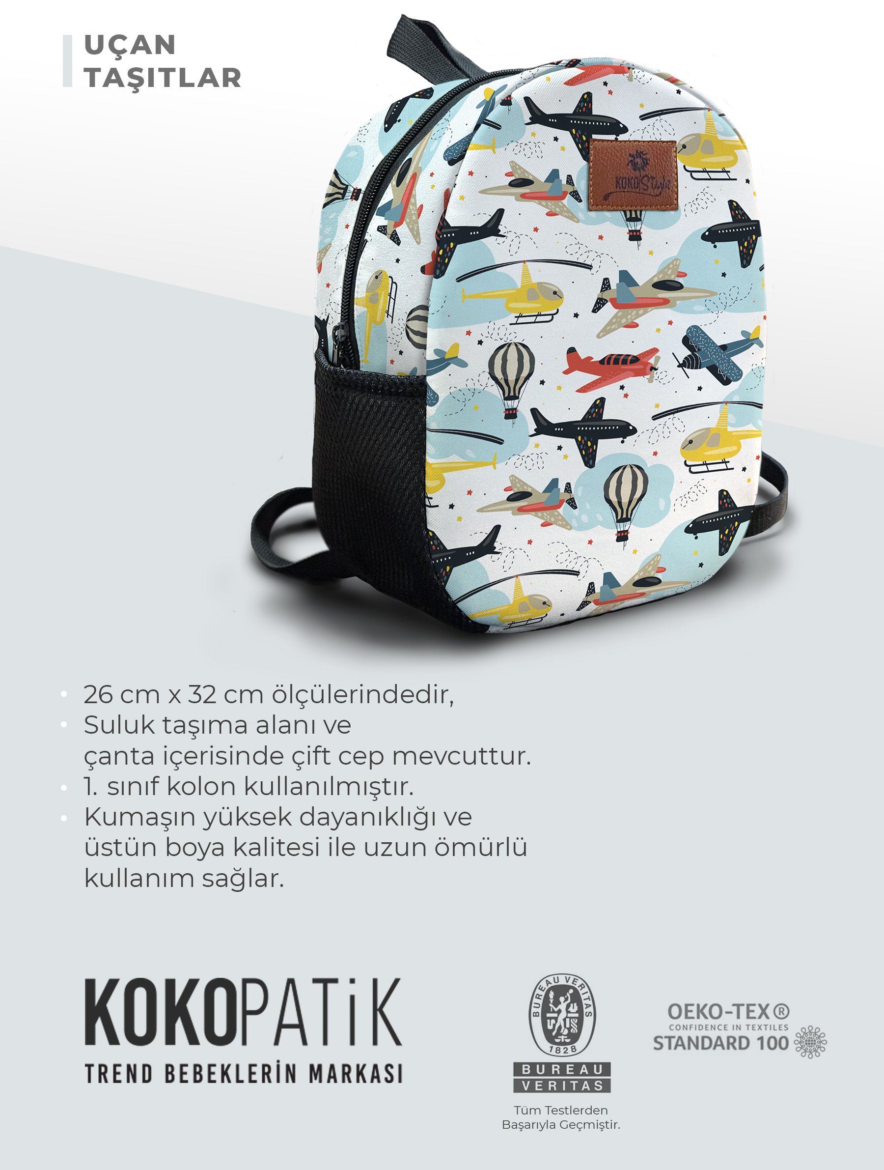 Uçan Taşıtlar Desen Orta Boy Kreş Çantası