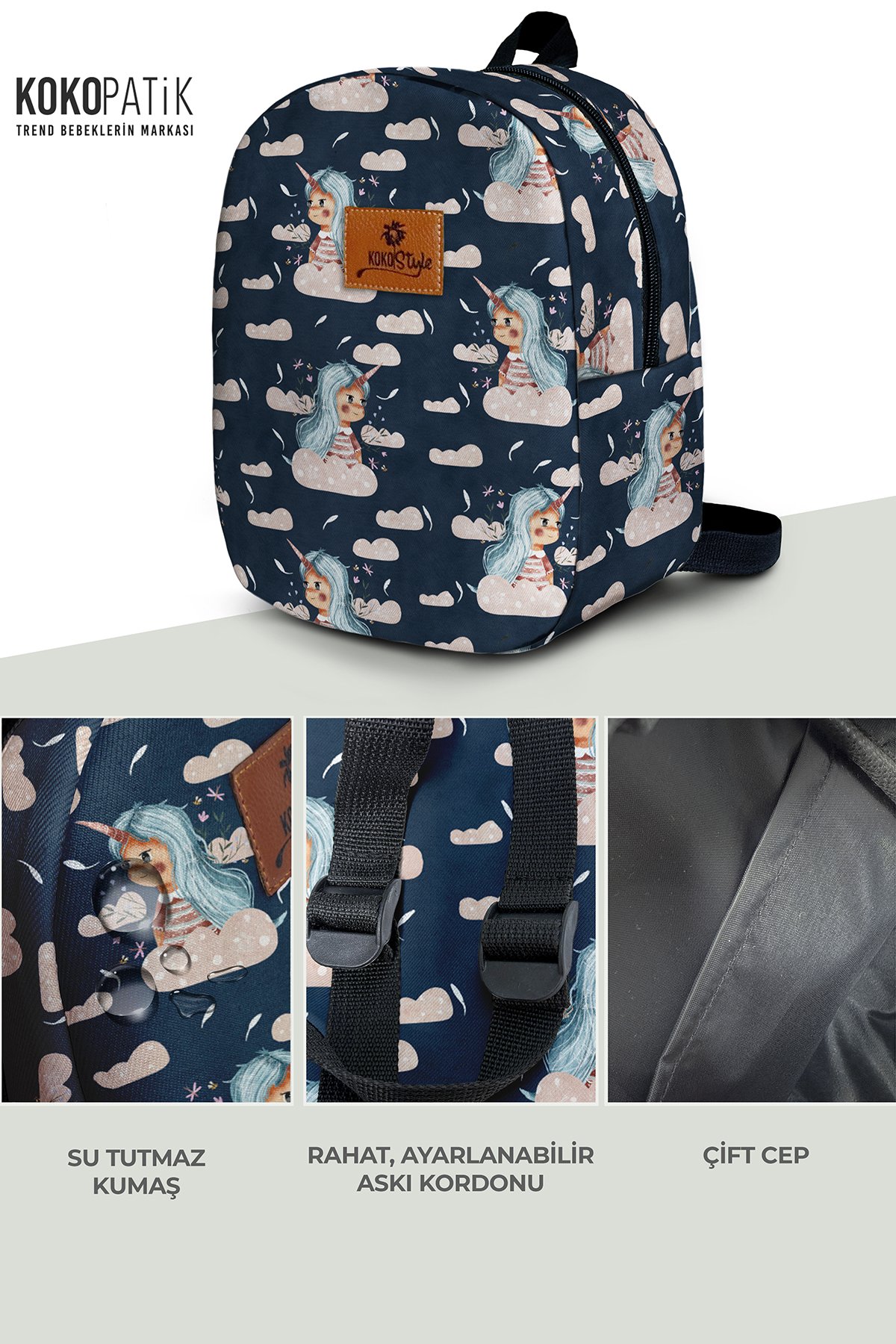 Unicorn Clouds Pattern Small Nursery Bag