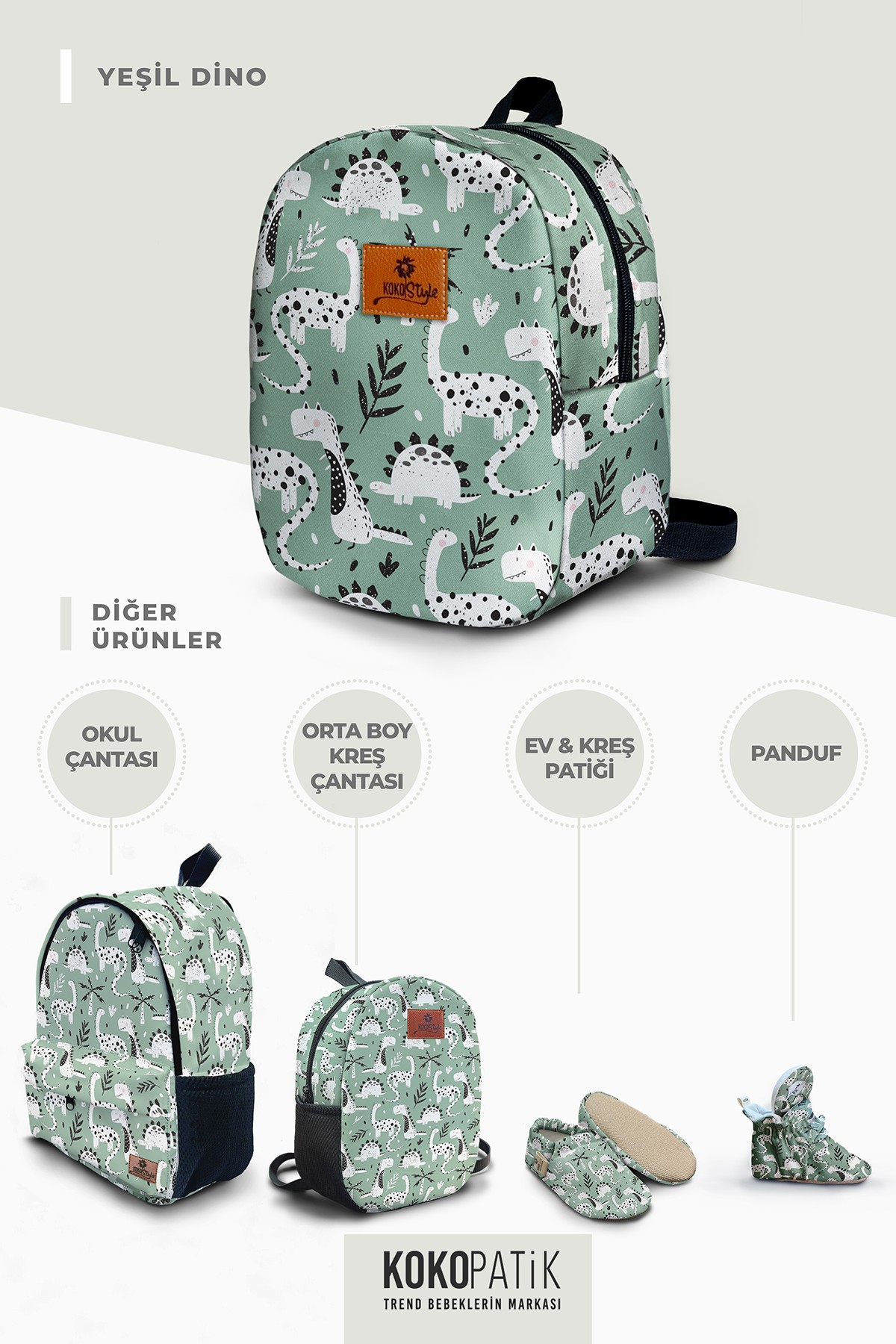 Green Dinosaur Pattern Small Nursery Bag