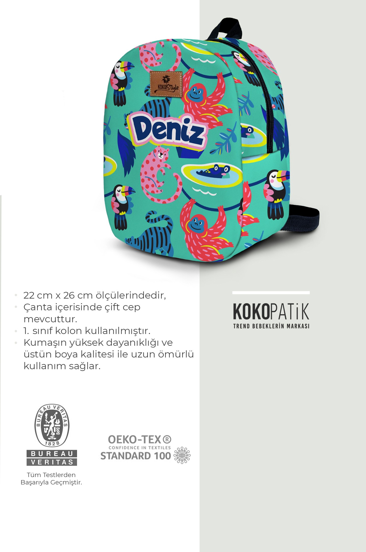 Orman Çılgınları Desen İsimli Küçük Boy Kreş Çantası