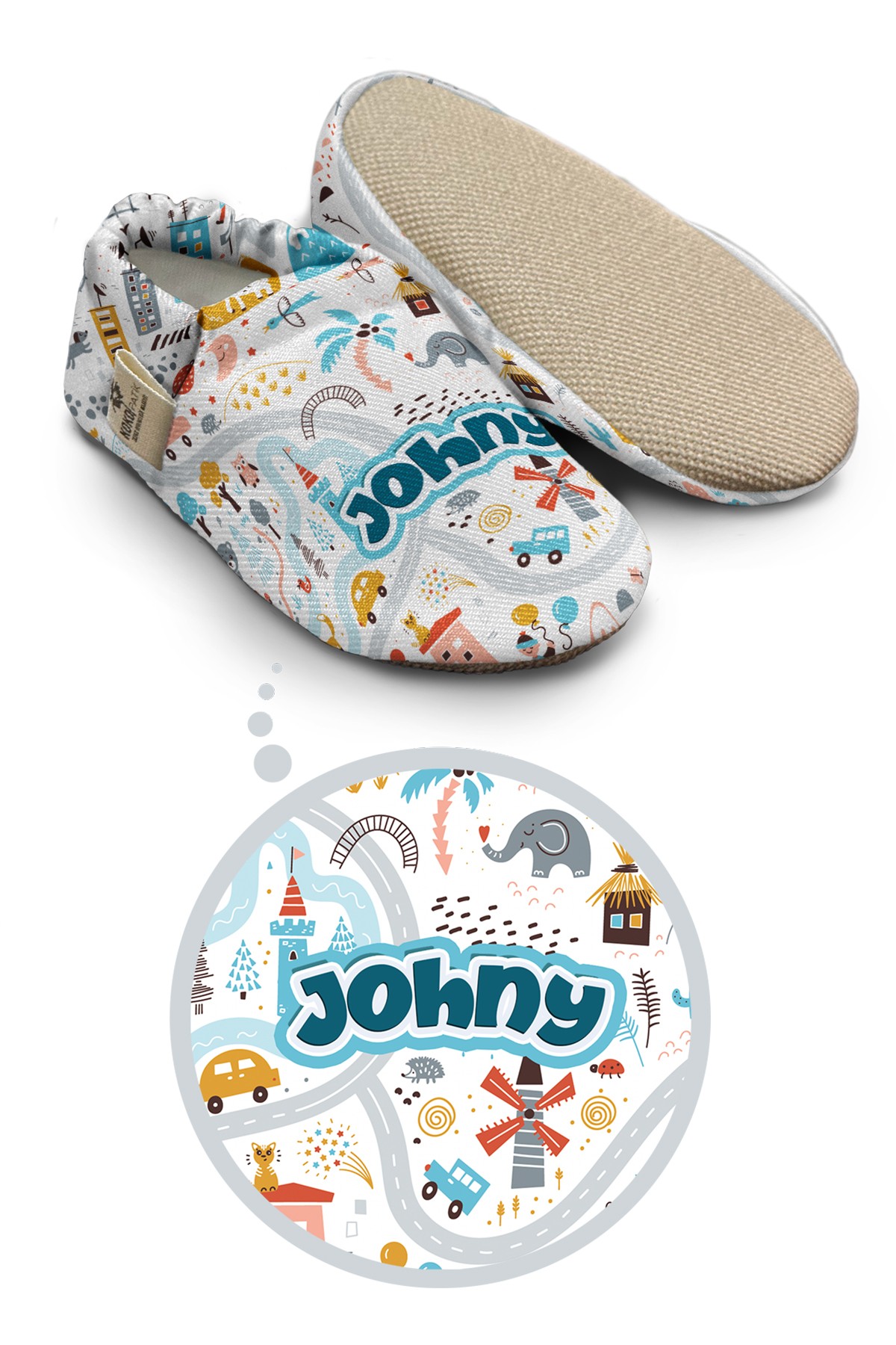 Make It Yours – Personalized Utopia Pattern Booties for Babies | Non-Slip, Organic Cotton, First Step Shoes
